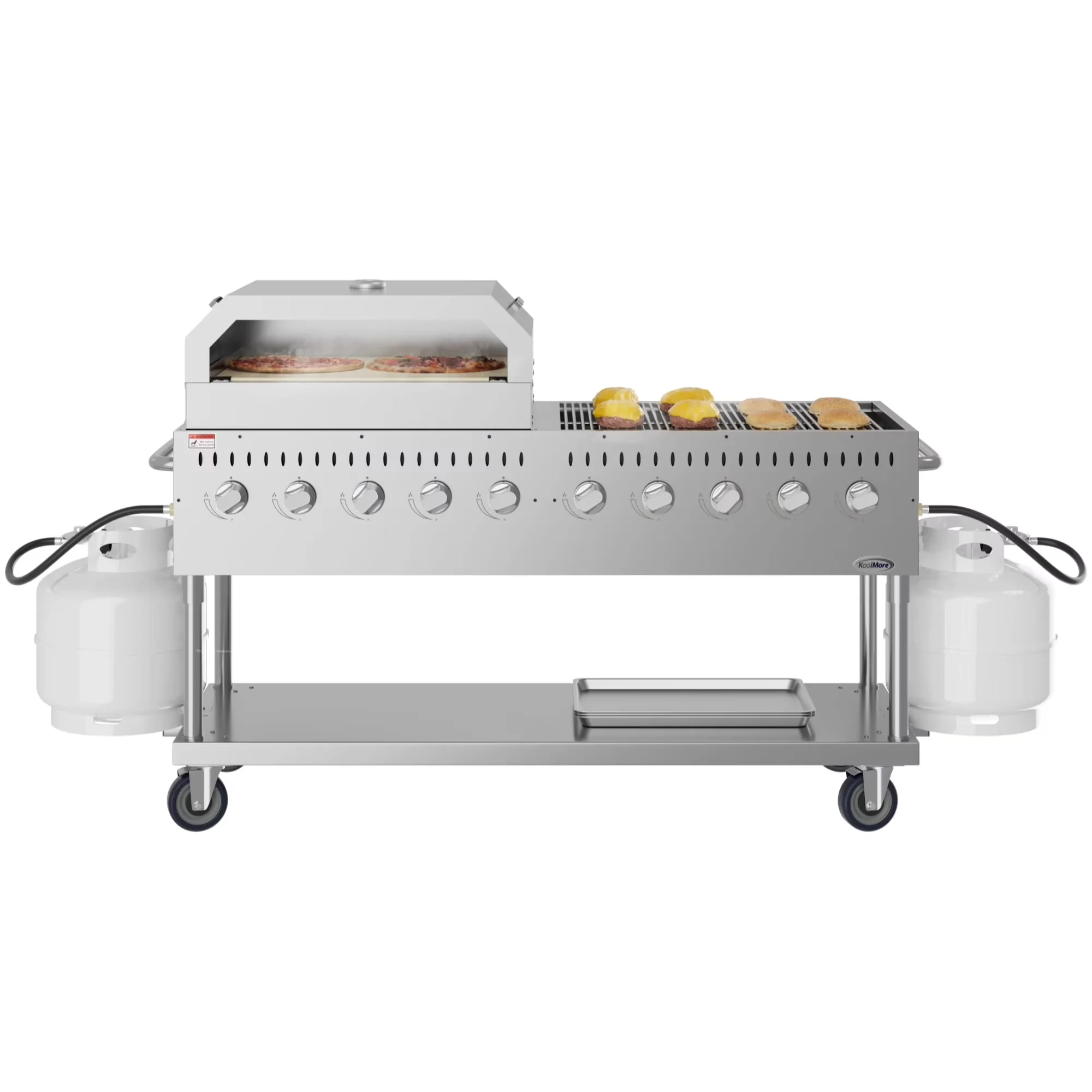 Efficient Gas Grill with 36 in. Pizza Oven in Stainless-Steel (), 72 in. Commercial Outdoor Propane - Stainless Steel Stainless Steel Model 778C7A