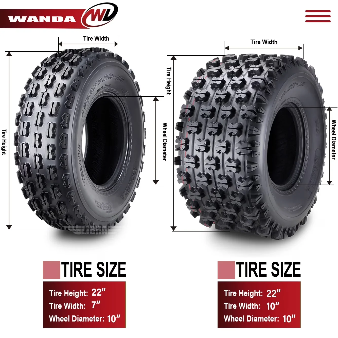 Compact Atv Tire with Smooth, Puncture Resistant, (2) 20x7-8 - 93-17 - Premium Collection Model C0DE6C