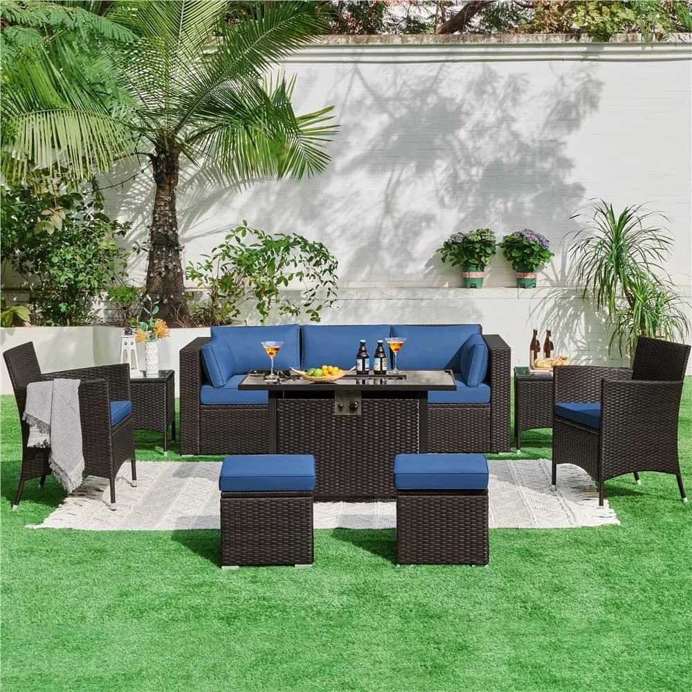 Reliable Outdoor Sofas Sectional with Modern, Weather-Resistant, Seat Size: 71 × 18″ (WxD) - Polyester Fabric, Hdpe Wicker, Metal,... Model 6CA224