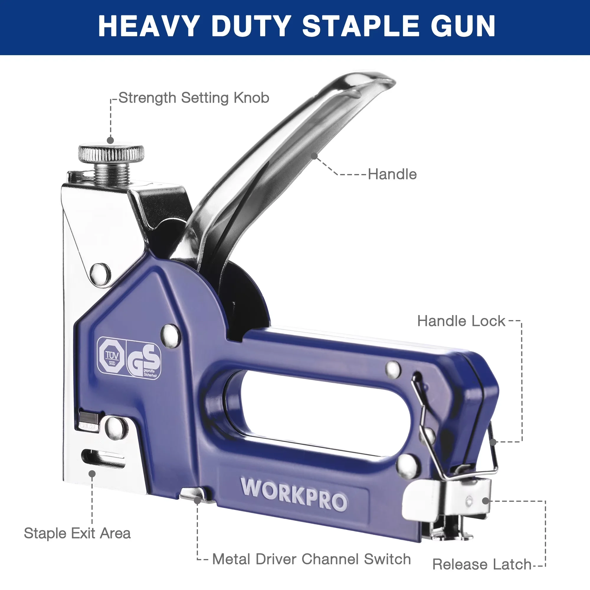 Efficient Power Tool with 3-In-1, 1500 Staples & Remover, 3-in-1 Staple Gun Kit - Blue Model AFFB0A