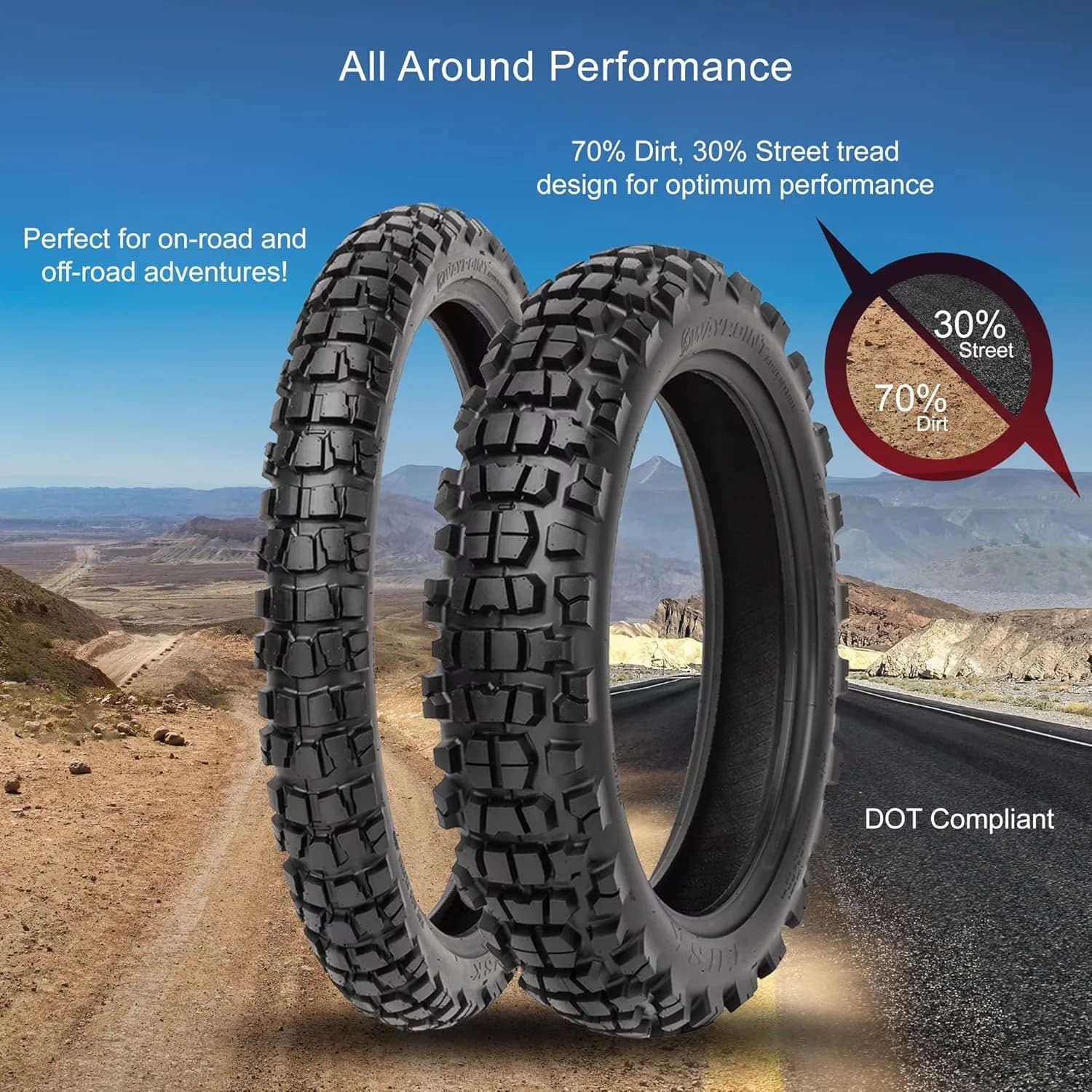 Motor Home And Rv Tire Durable with D.O.T. Compliant, 70% Dirt 30% Street - Model 1A7E3F