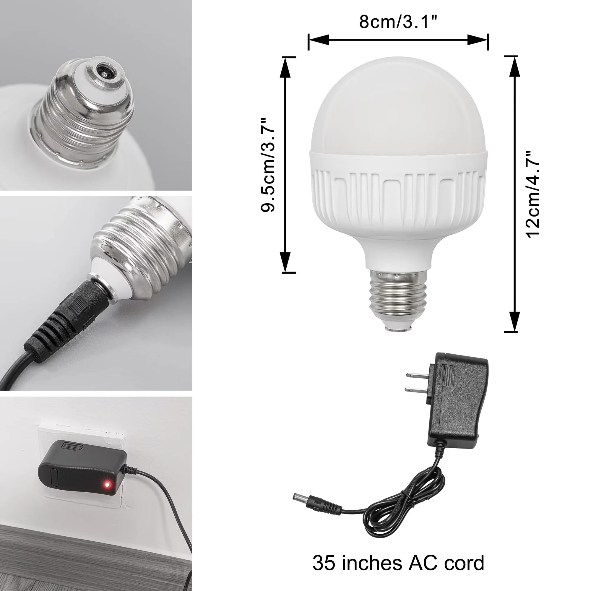 Sleek Lamp with LED, Battery, Cordless Table - White Iron, Rattan TD0842 Model 46A40C