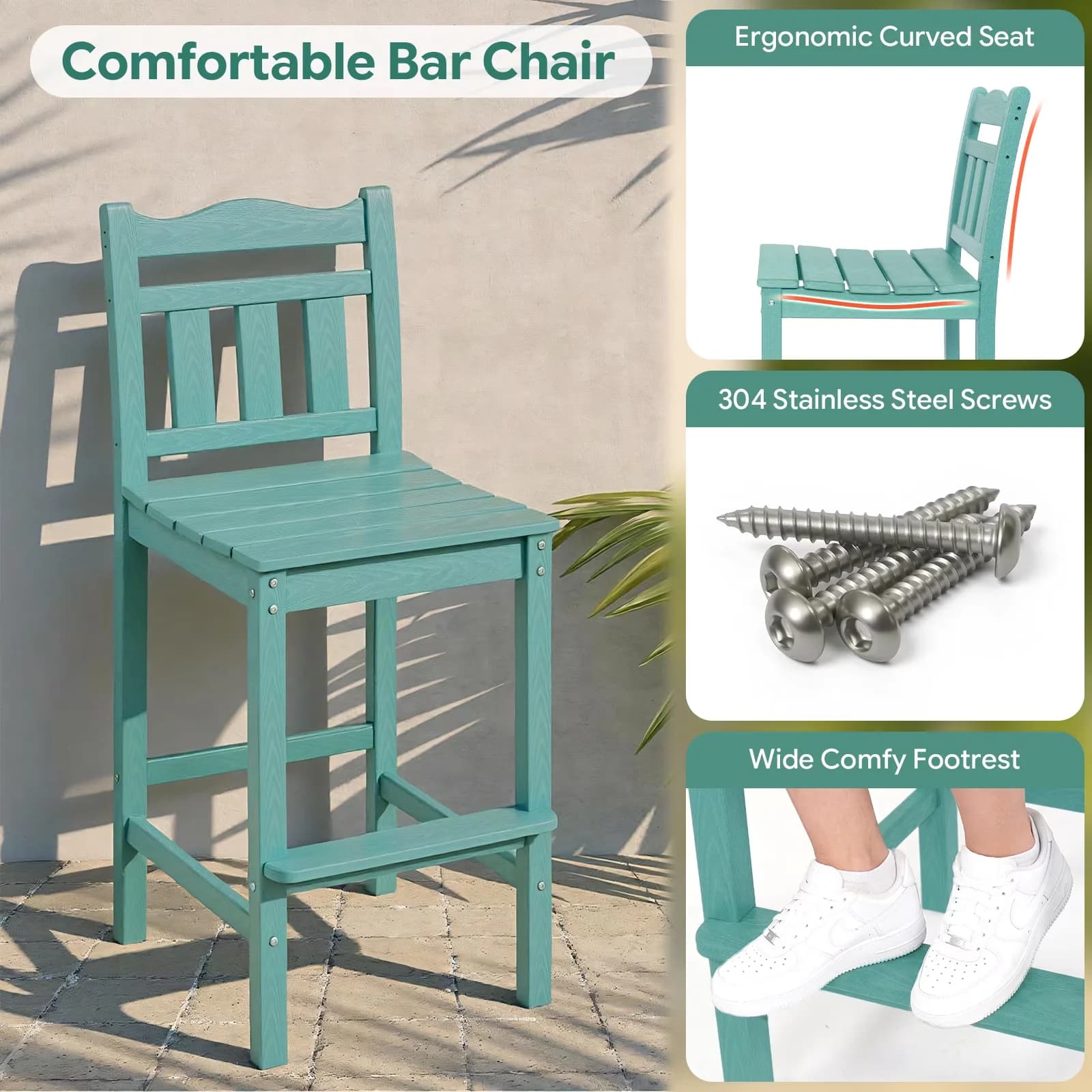 Durable Patio Dining Set with Waterproof, All Weather Bistro, 3 Pcs Outdoor Bar - Blue Model 67D9C5