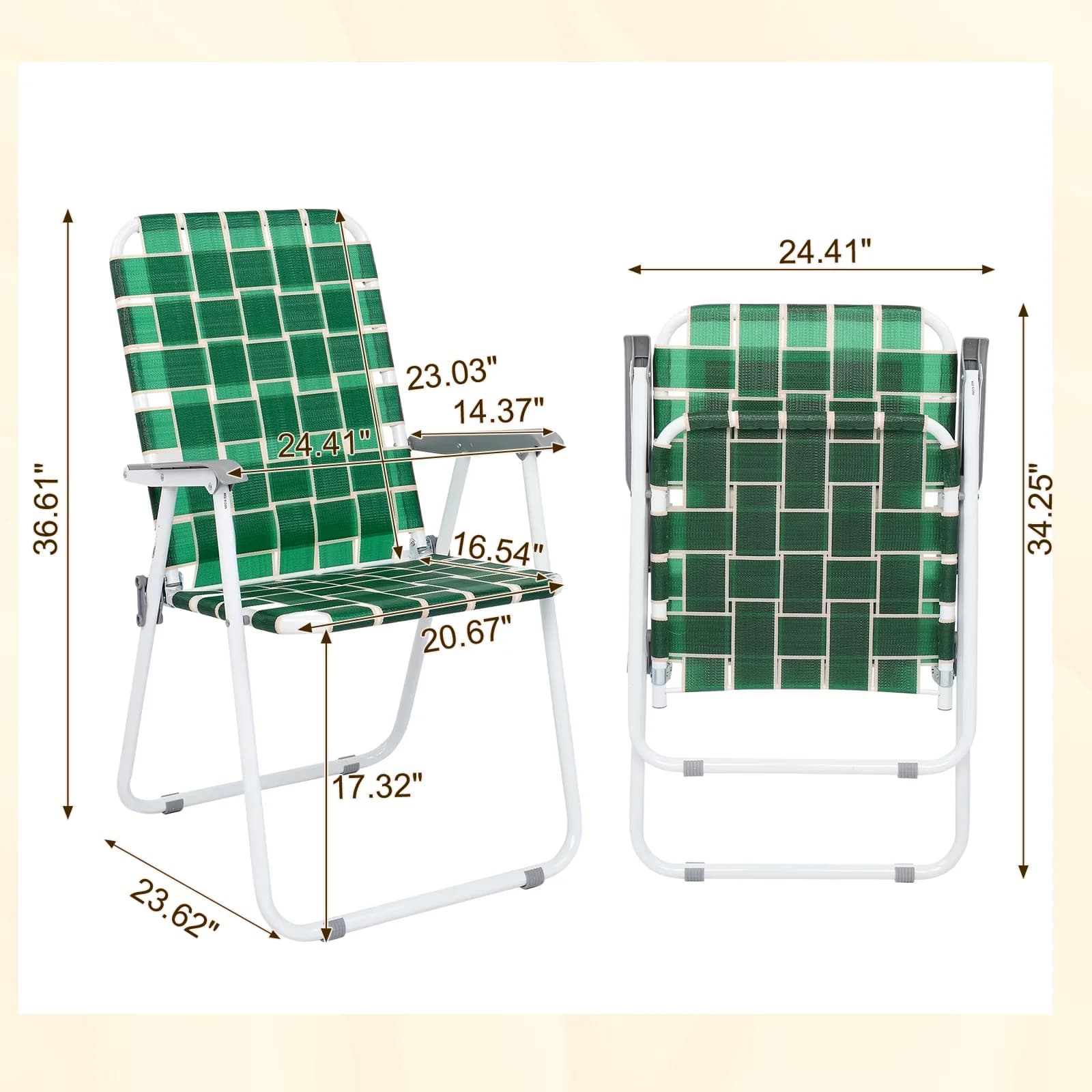 Reliable Beach Chair with Folding, Portable - Pp Braided Belt Steel Pipe Dark Green Model B23D38