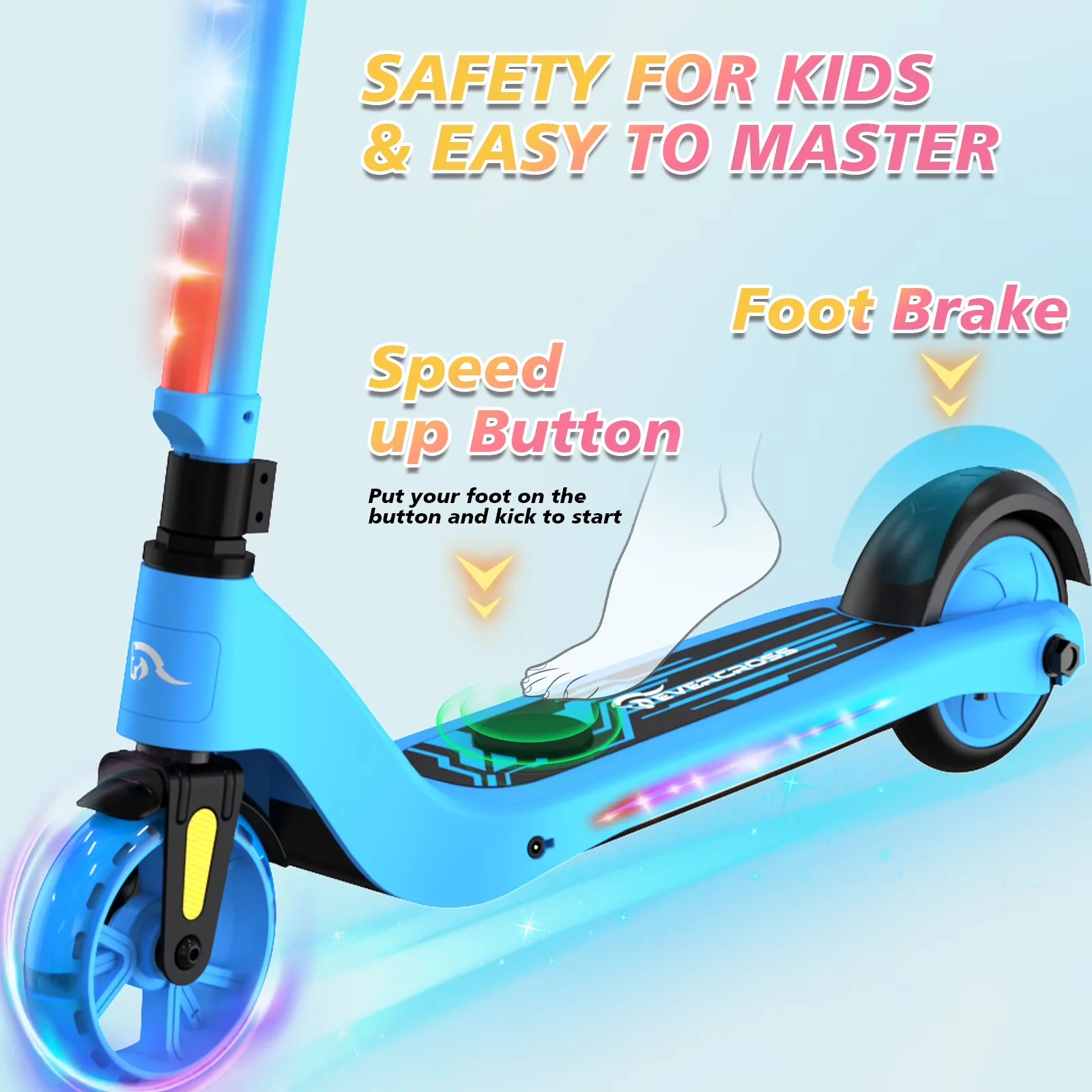 Scooter Professional with LED, Headlights, Easy to Carry and Use Convenient - Pu Blue Model 81DA48
