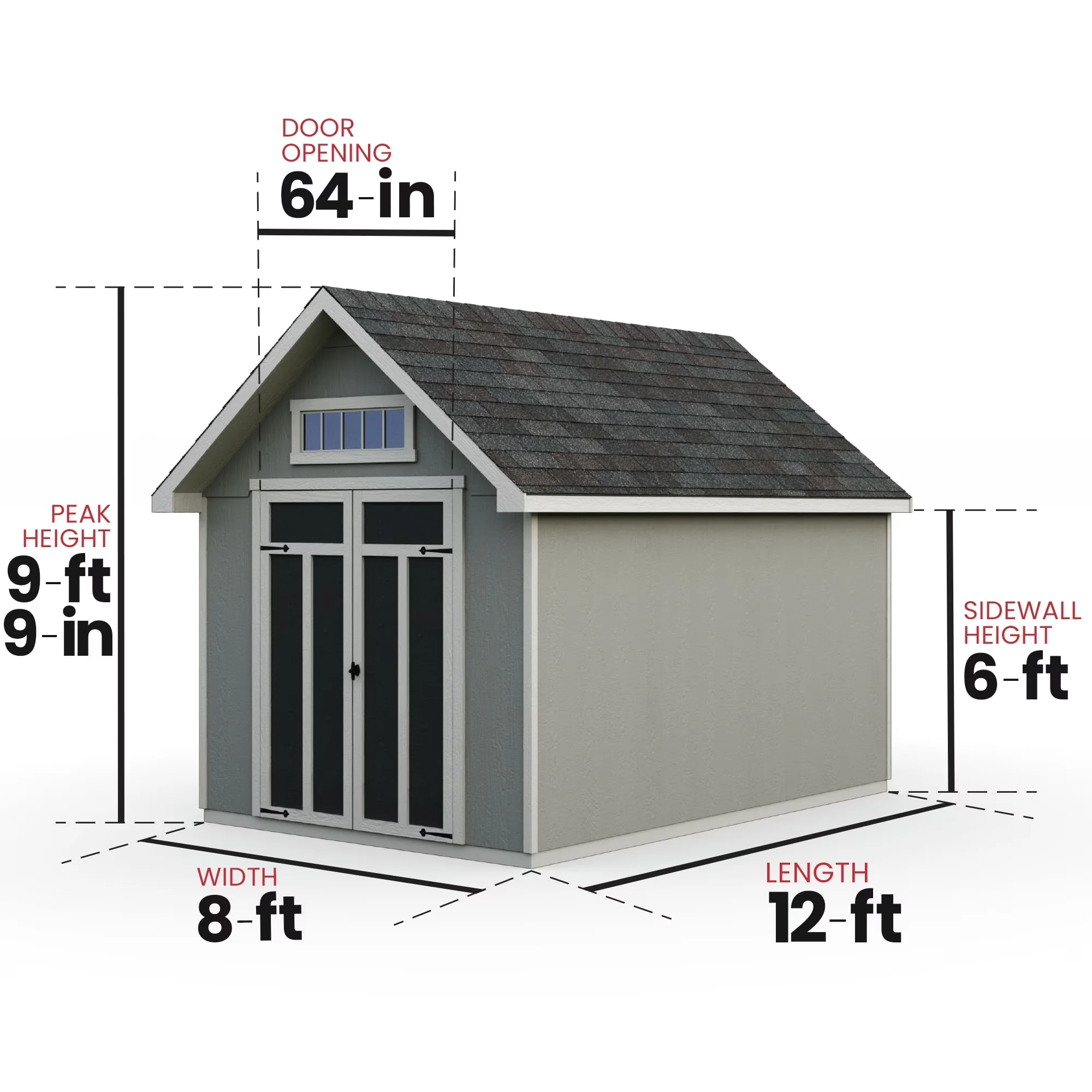 Shed Quality with Paintable - Brown Wood 8 ft - Space-Saving Design Model C0789F