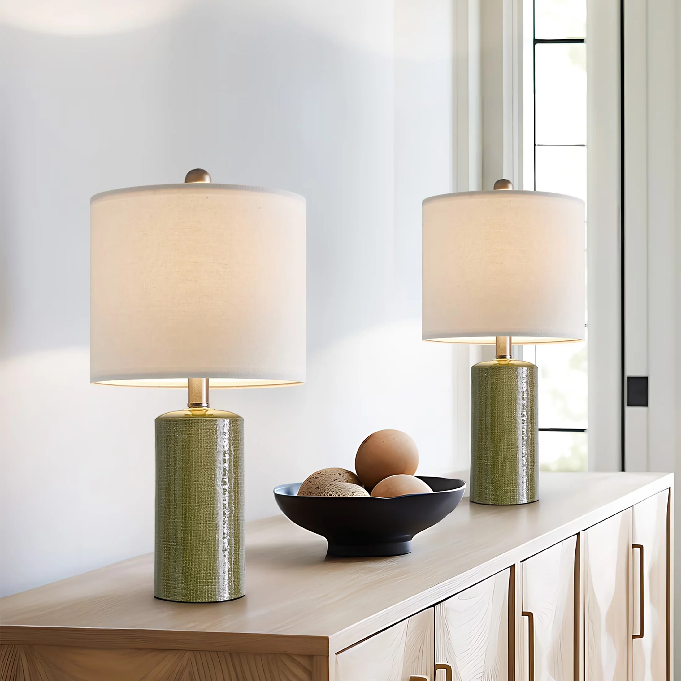Versatile Table Lamp with Incandescent, Modern - Ceramic Green for Living Room Model 5E7E41