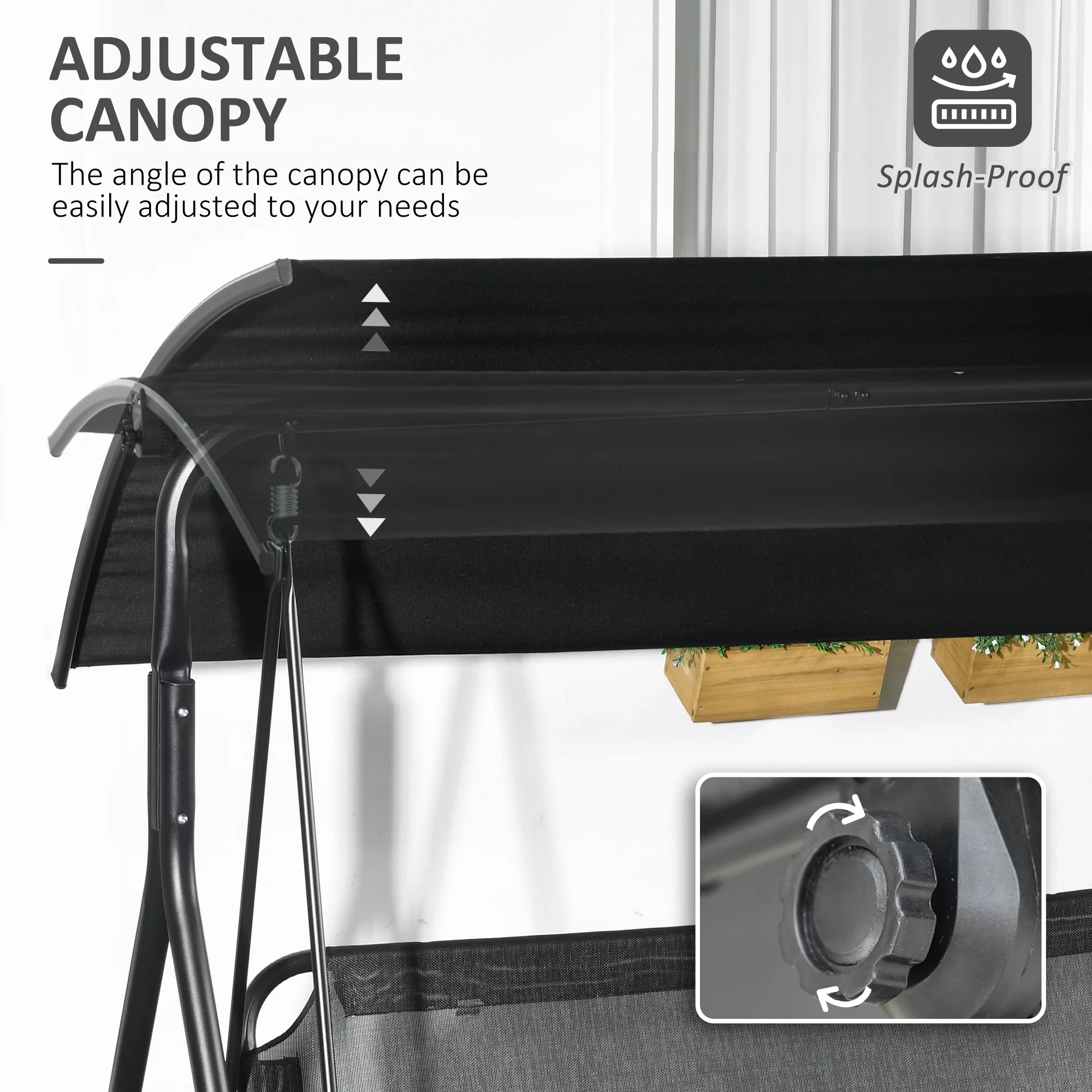Innovative Patio Chair with Weather-Resistant, Steel Frame Stand - Steel, Polyester, Oxford Cloth Black for Patio, Garden Model 5ACEA1
