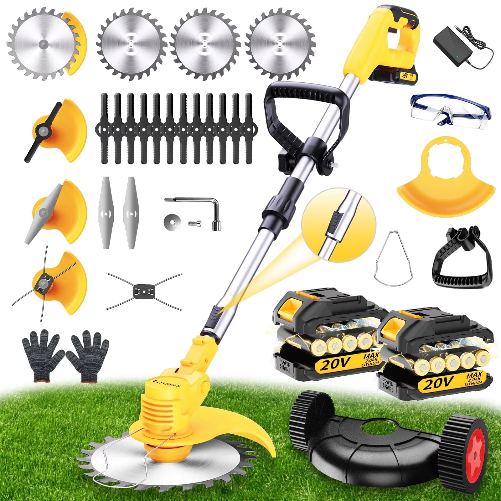 String Trimmer Sleek with Battery, Great holiday gift choice for men, Portable Household Cordless Grass - Model E04EA6