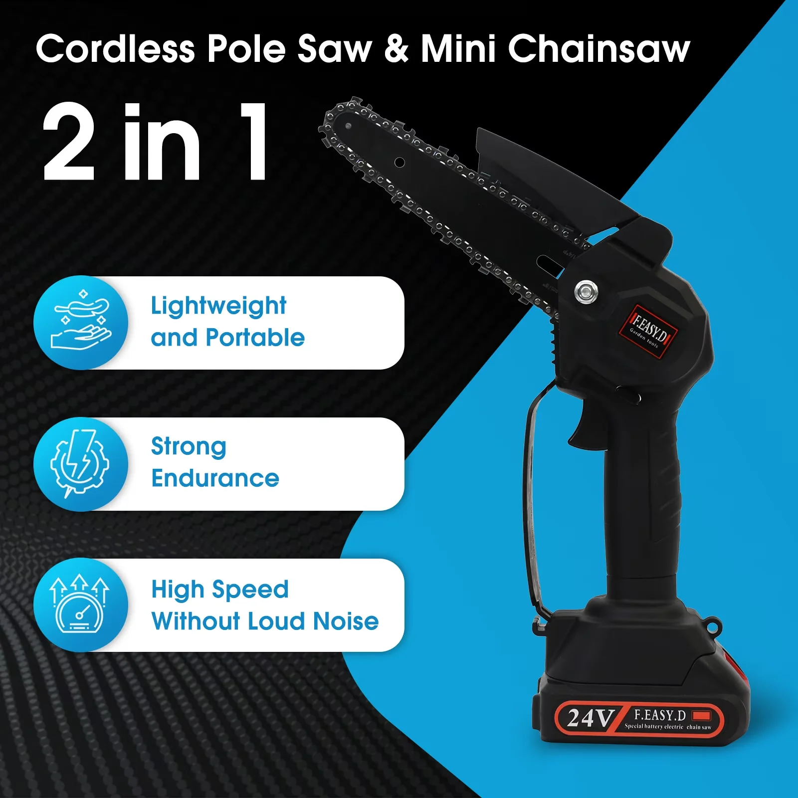 Sleek Pole Saw with Battery, 24V, Telescoping - Black for Multiple Applications Model 355DD5