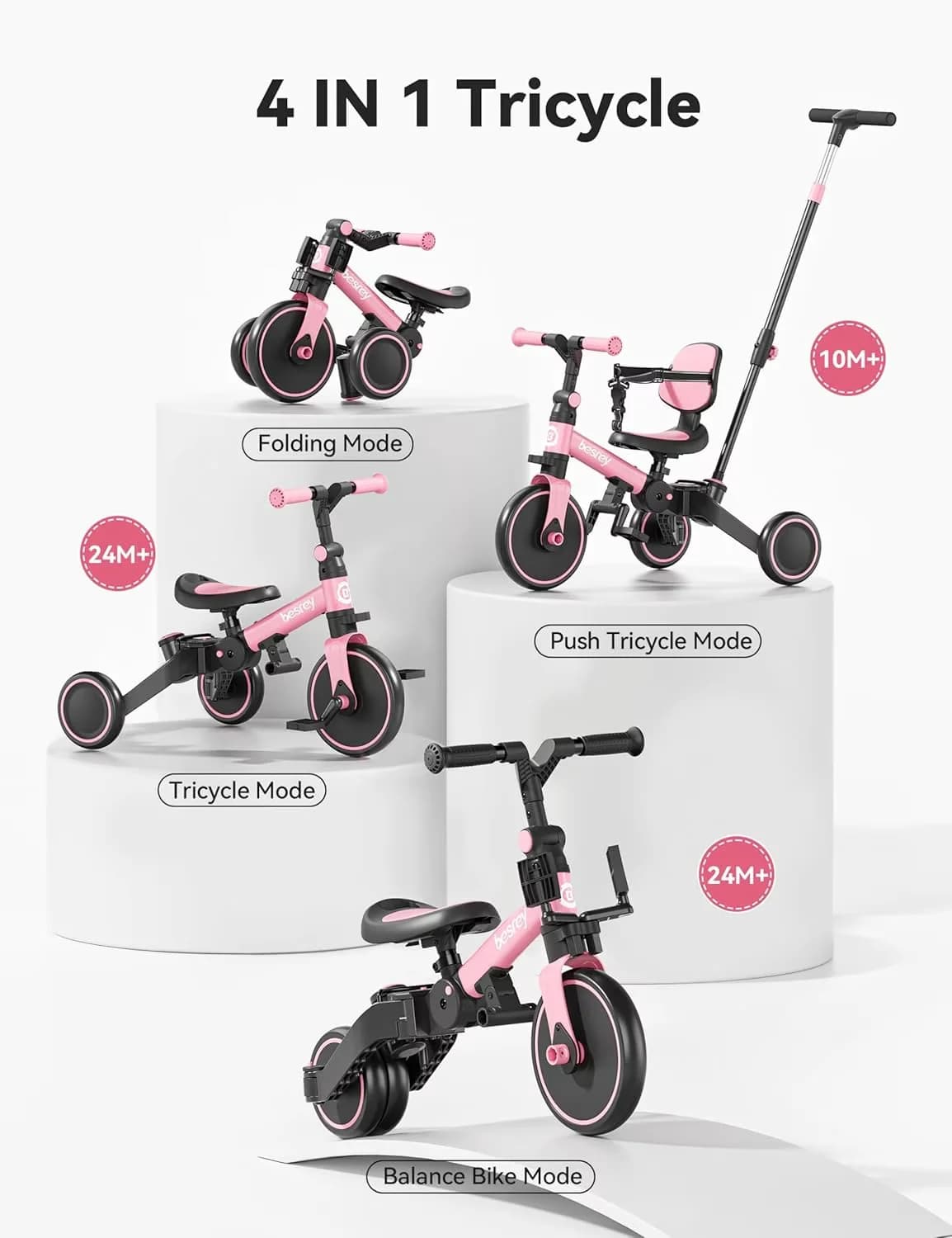 Modern Kids Bike with Adjustable Seat, Toddler Tricycle - Pink 1-3 - Satisfaction Guaranteed Model A15AA3
