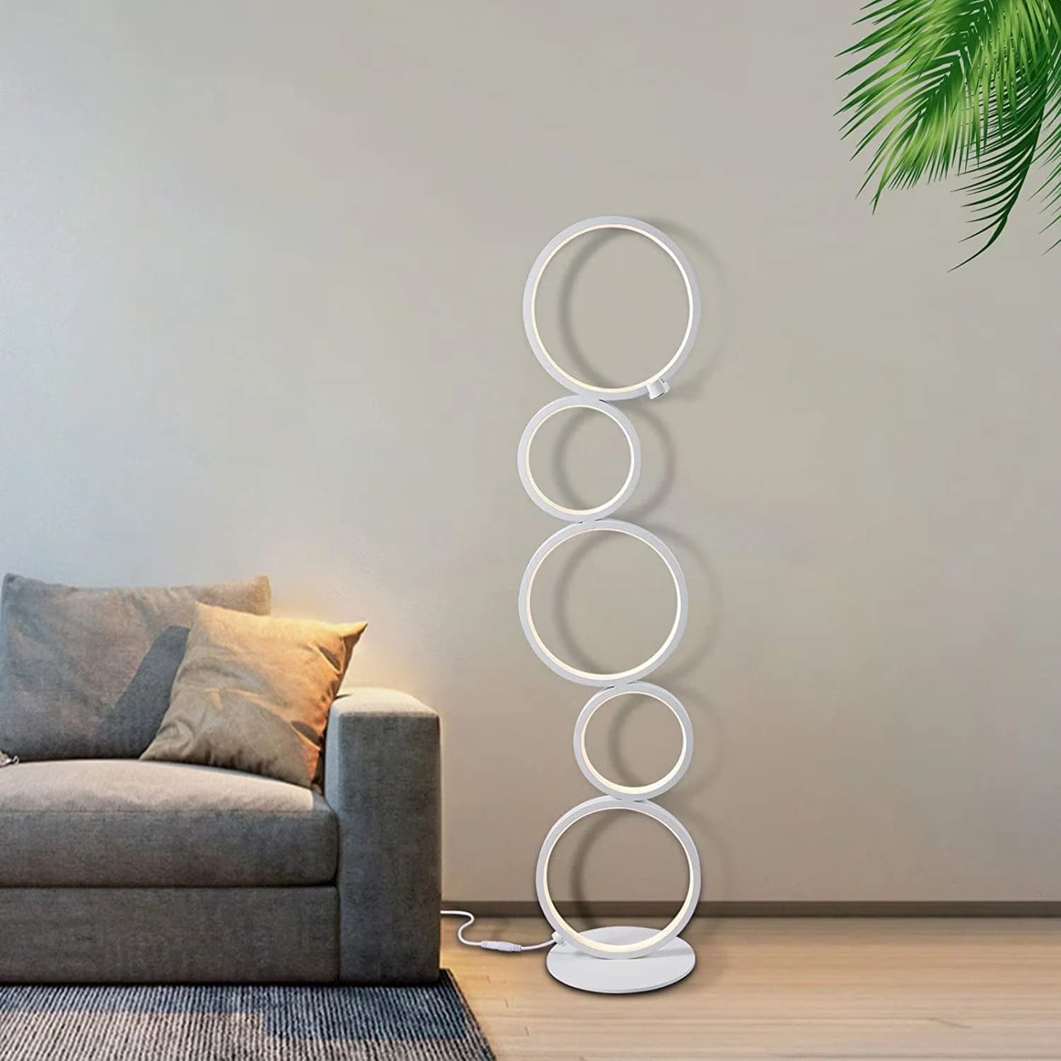 Innovative Floor Lamp with LED, Standard Lamps, Dimmable - White Aluminum, Iron, And Silicone Model 6FDF03