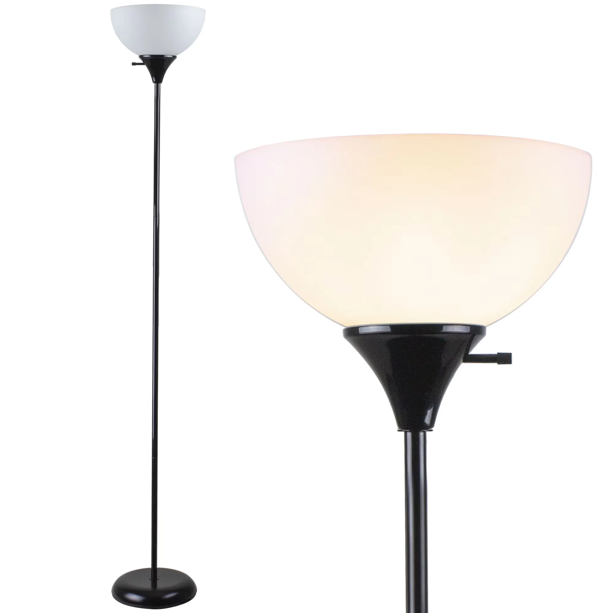 Floor Lamp Reliable with LED, Torchiere Lamps, Black - Metal 71" Henry Model E20156