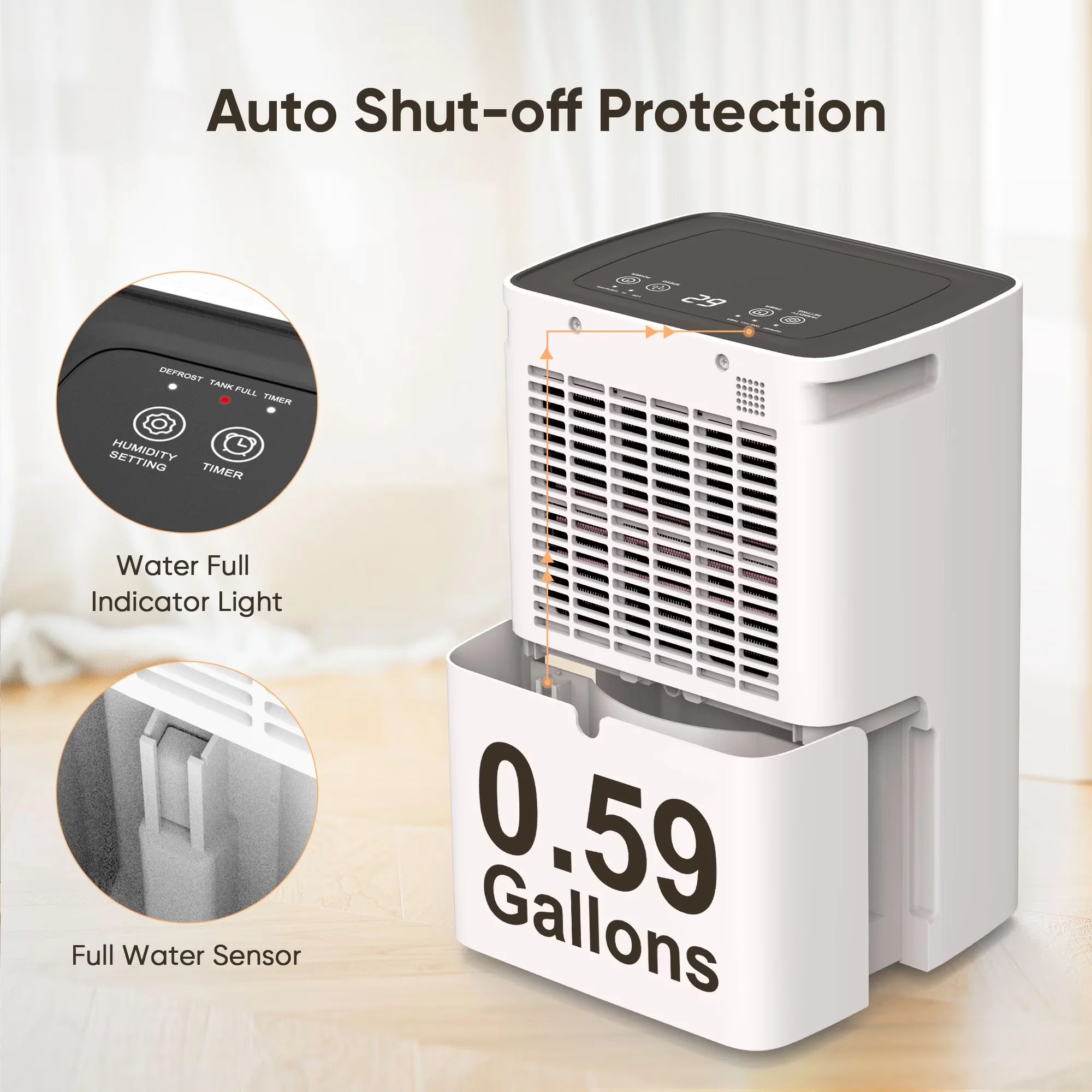 Premium Dehumidifier with Automatic Shut-Off, Overflow Protection, 12 Pint Dehumidifiers - Model 607468