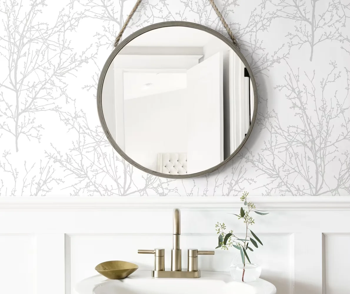 Wallpaper Reliable with Removable, Tree Branches Peel and Stick - Off-White Self-Adhesive Vinyl Model AC42AB