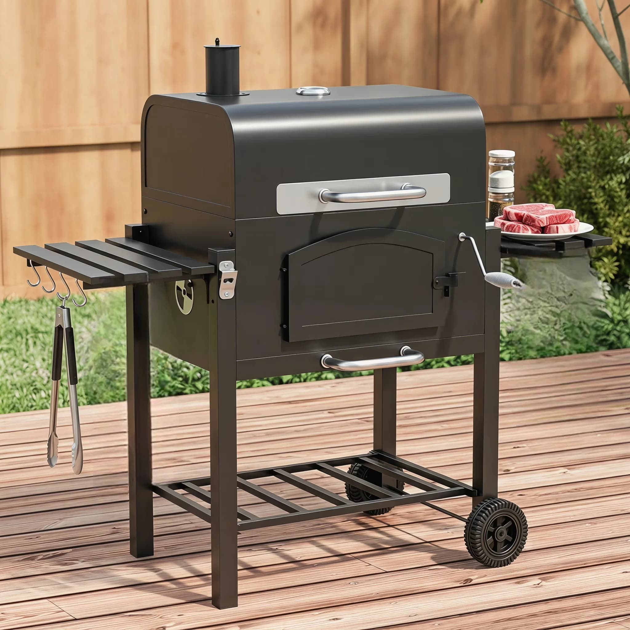 Quality Flat Top Grill with Foldable, Thermometer, Portable - Steel Black for Outdoor, Camping Model 5D8890