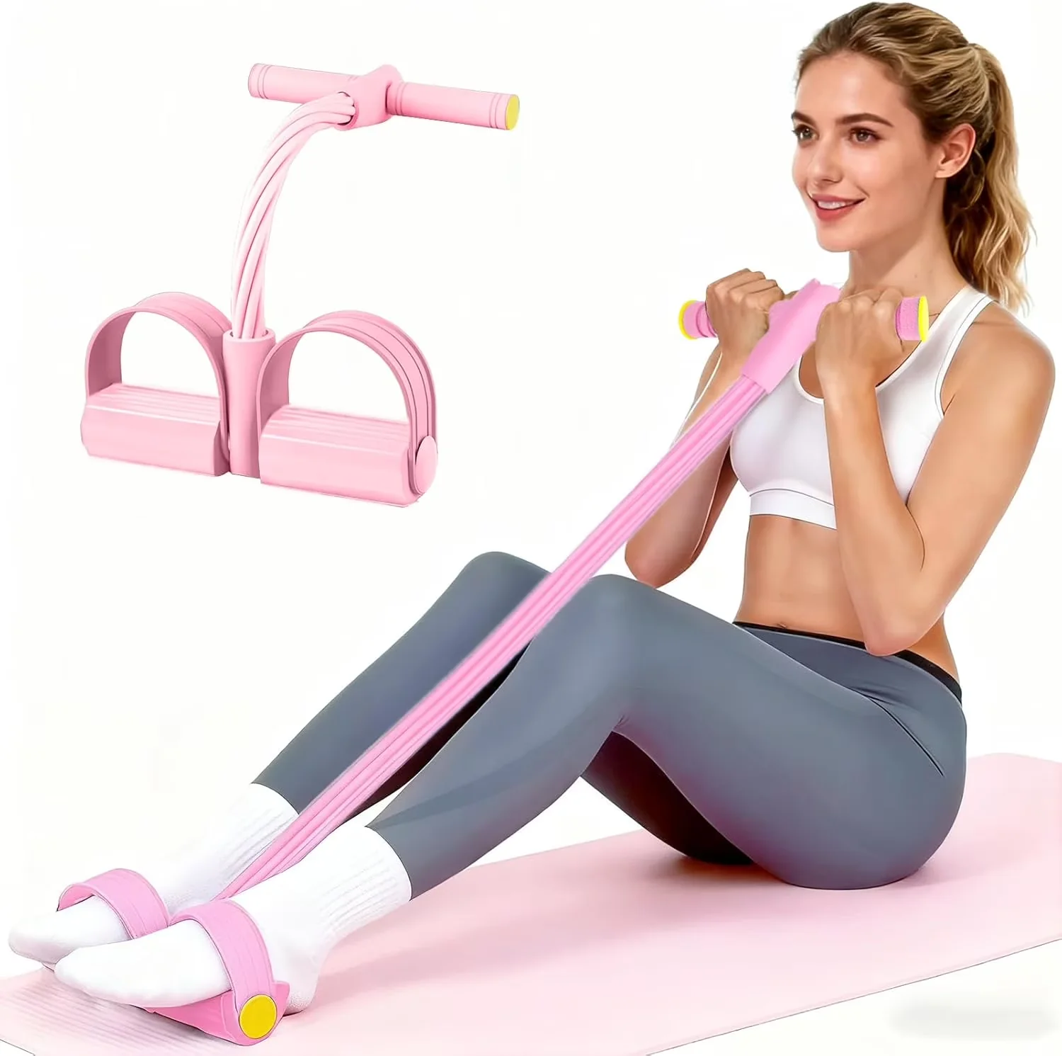 Versatile Home Gym Accessory with 6-Tubes Manual Tension Training Pedal, Rubber Foot Pedal Resistance Bands, Pedal Resistance Bands -... Model B5A64E