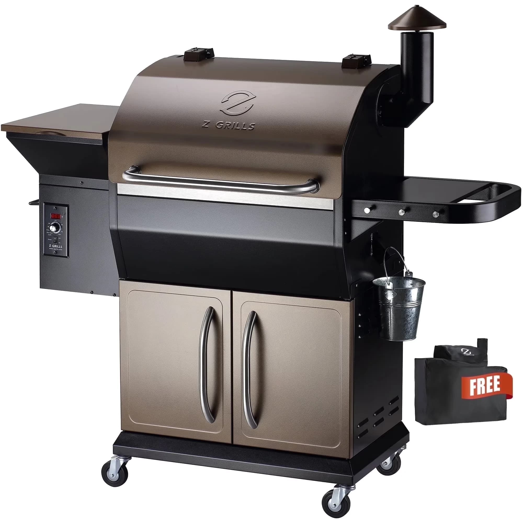 Compact Smoker with Digital Temperature Control, Grease Pan - Steel Bronze Model 17948D