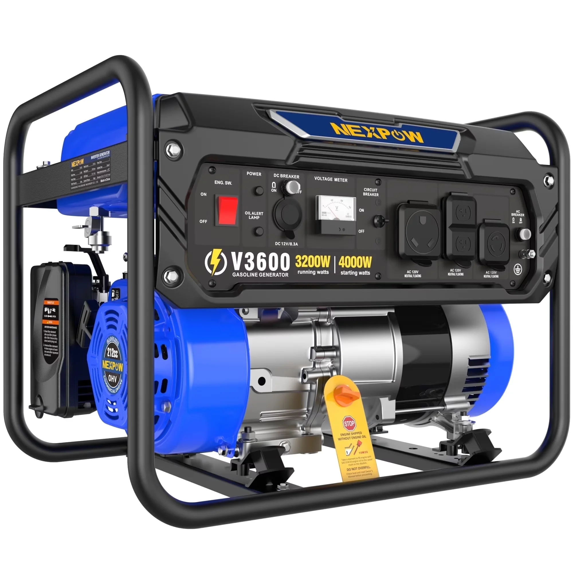Stylish Generator with 4000W, Overload Protection, On Indicator Light - Standard Series Model 0D2D53