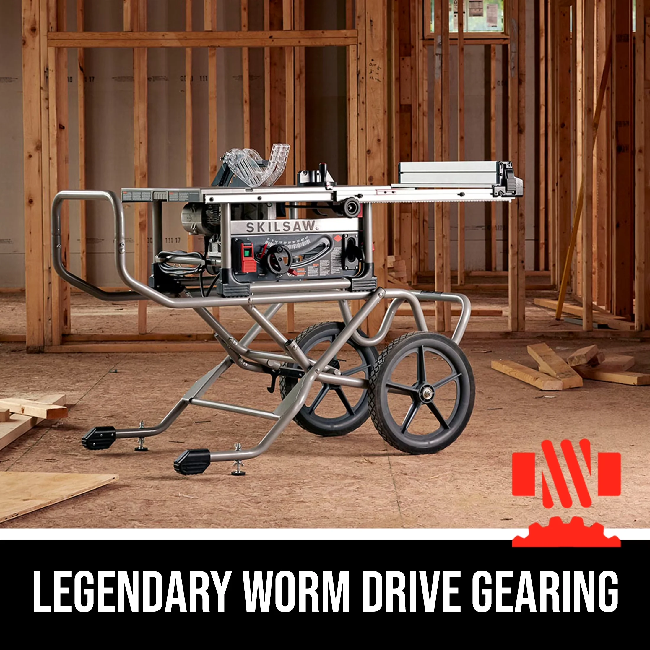 Classic Power Saw with Battery, Stand and Rack and Pinion System - Red Model 350C59