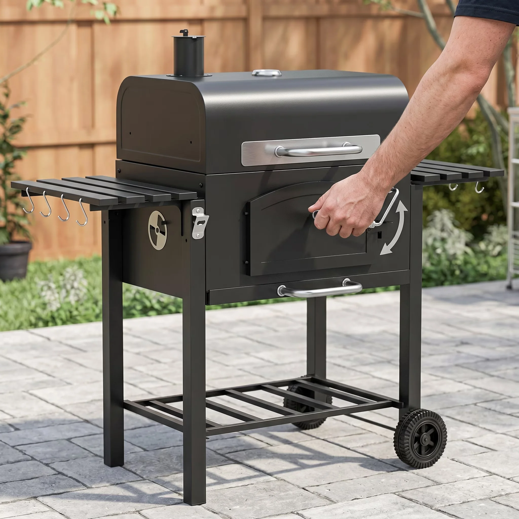 Quality Flat Top Grill with Foldable, Thermometer, Portable - Steel Black for Outdoor, Camping Model 5D8890