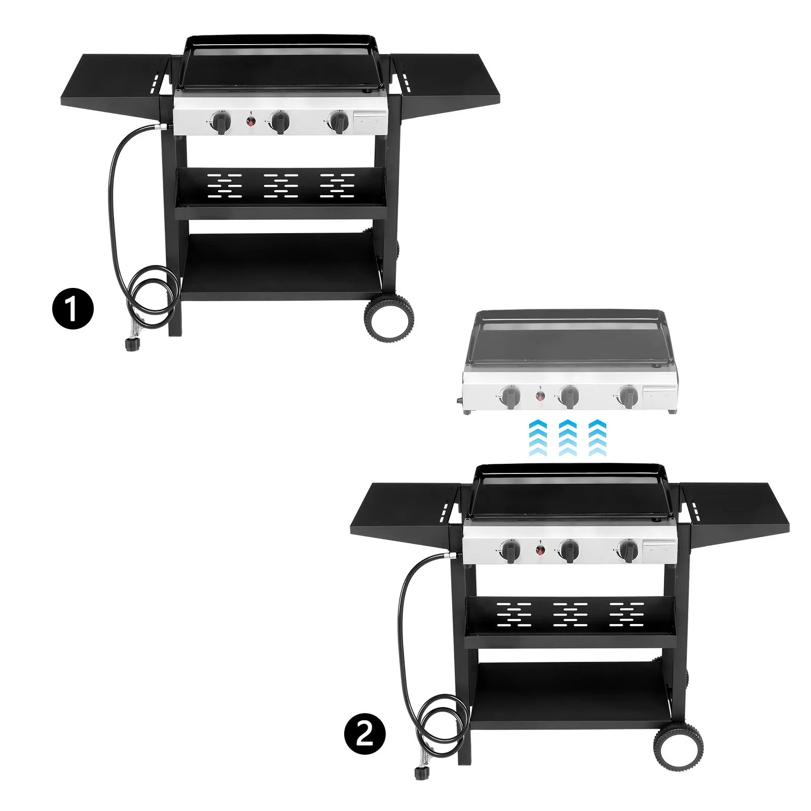 Compact Flat Top Grill with 30000 BTU, Ceramic Coated Cast Iron Pan - Iron,Stainless Steel,Plastic Model 5758AE