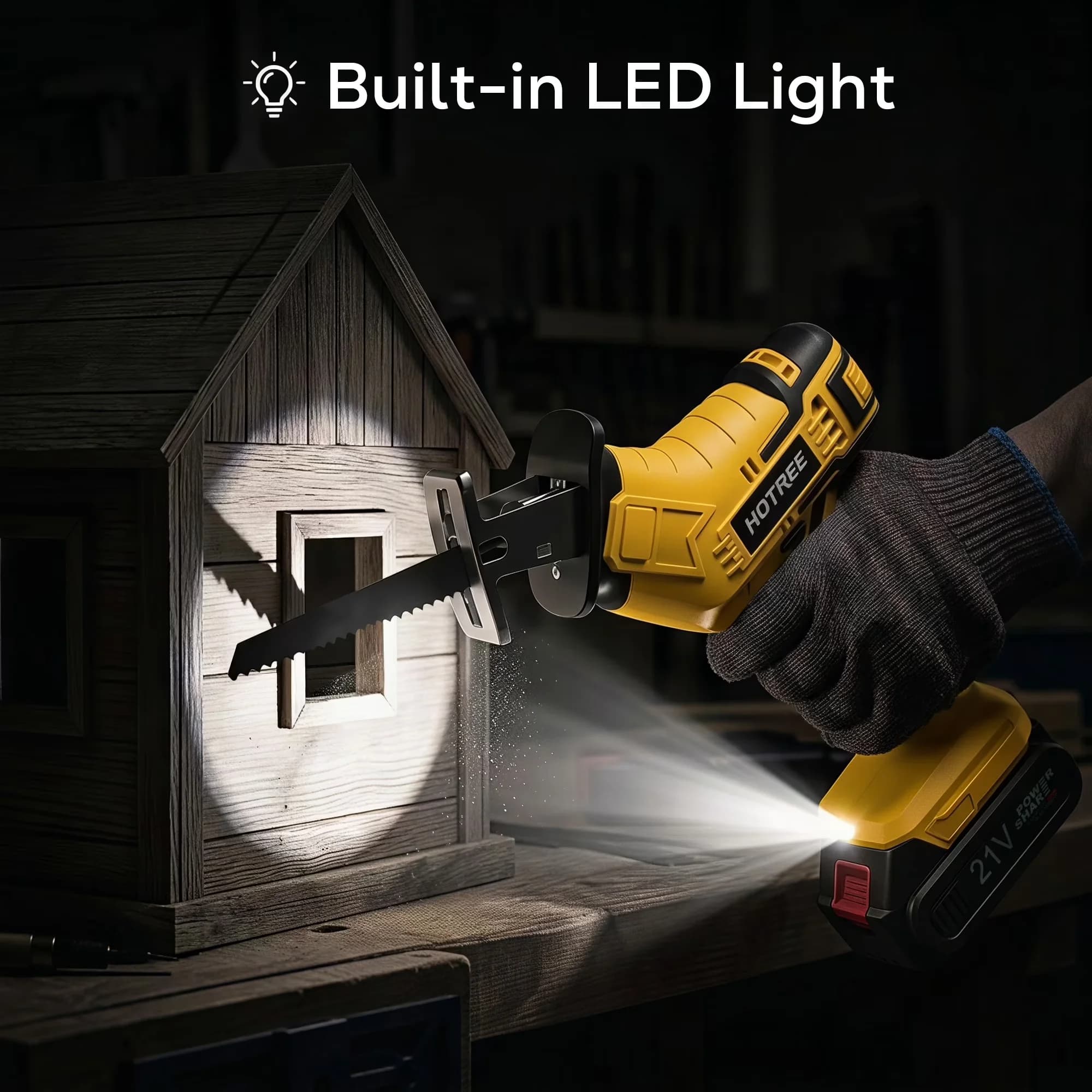 Professional Power Saw with Battery, Anti-Slip, Cordless Reciprocating - Model 3FE836