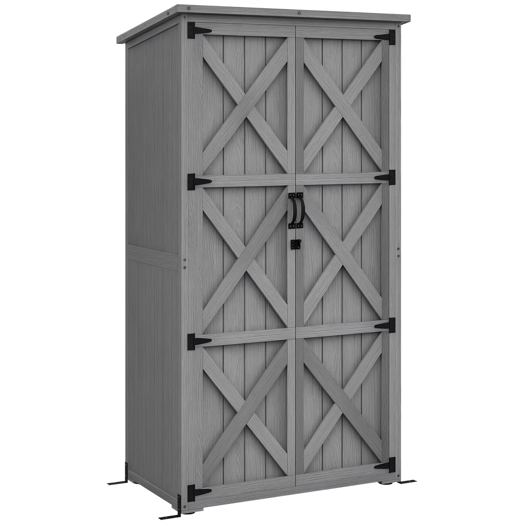 Shed Reliable with Waterproof, 35.5" x 21.5" x 66.25", Waterproof Fir Wood Storage Cabinet - Gray Fir Wood Model 9AF5A8