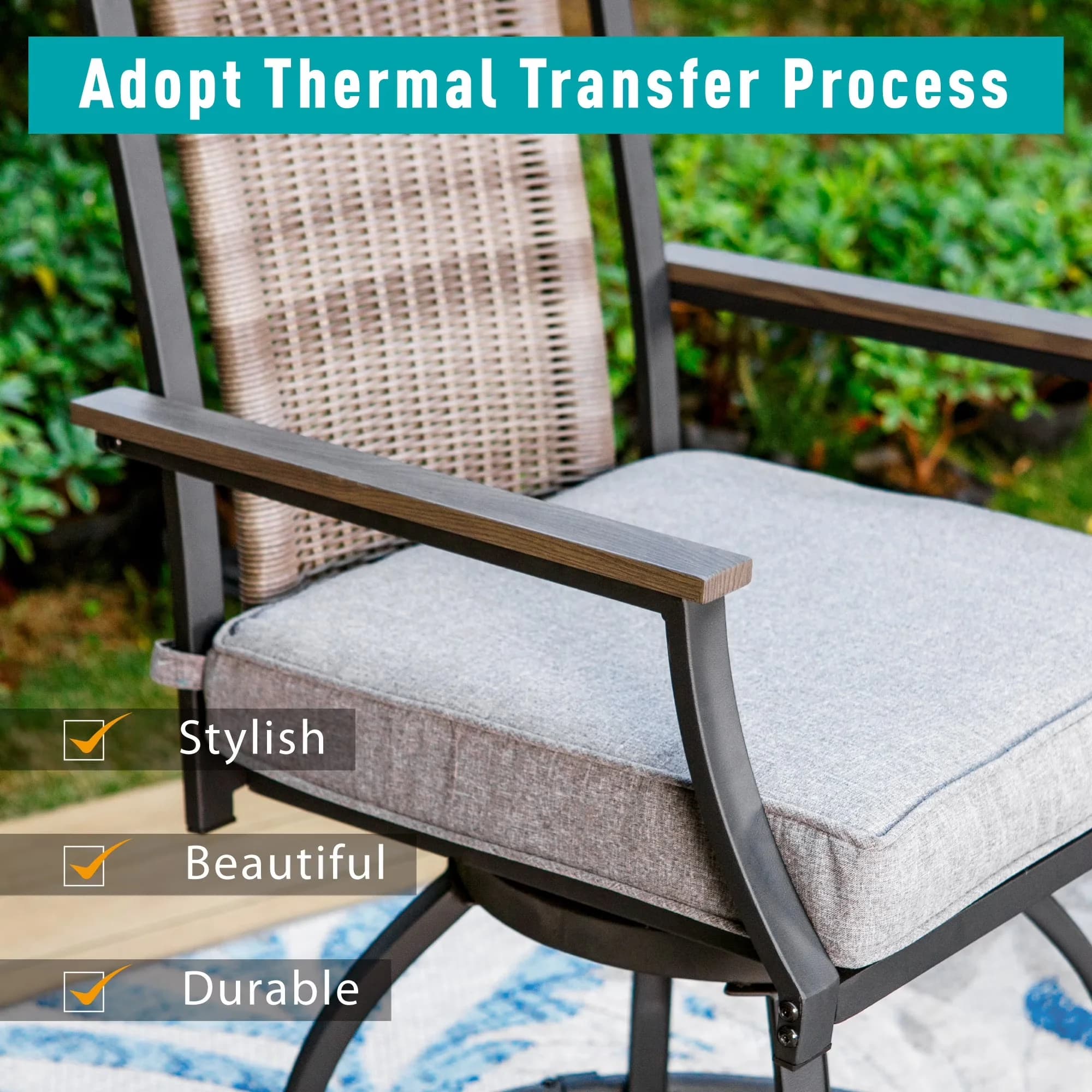 Classic Patio Chair with Weather-Resistant, Waterproof - Steel Metal And Rattan Multi-Color Model 1F8E79