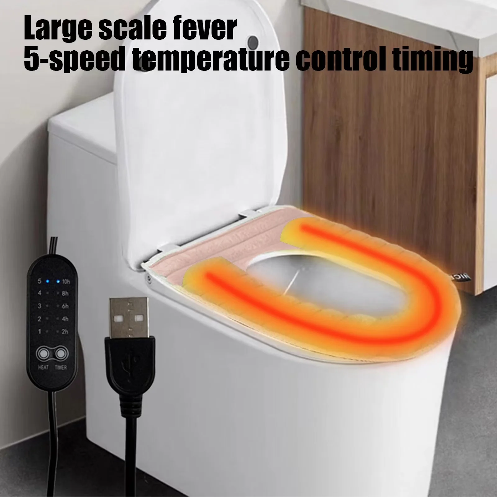 Premium Toilet Seats And Lid with Heated, Adjustable Timer - Flock Pink Model B04384