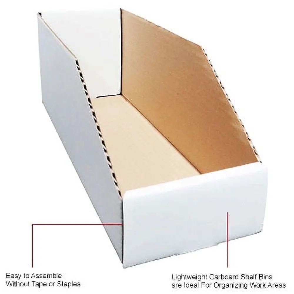 Sleek Toolstorage with Easy to assemble, 4"W x 12"D x 4-1/2"H, Robust corrugated material - White 200#/Ect-32-B Corrugated Model 386E09