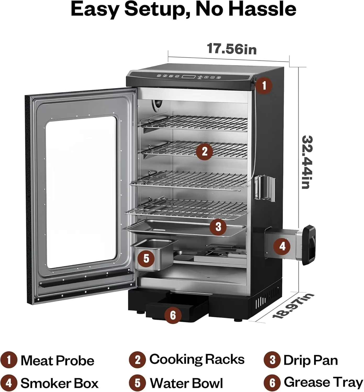 Innovative Smoker with Digital Temperature Control, 30" Electric - Powder Coated Steel Silver Model 7371F0