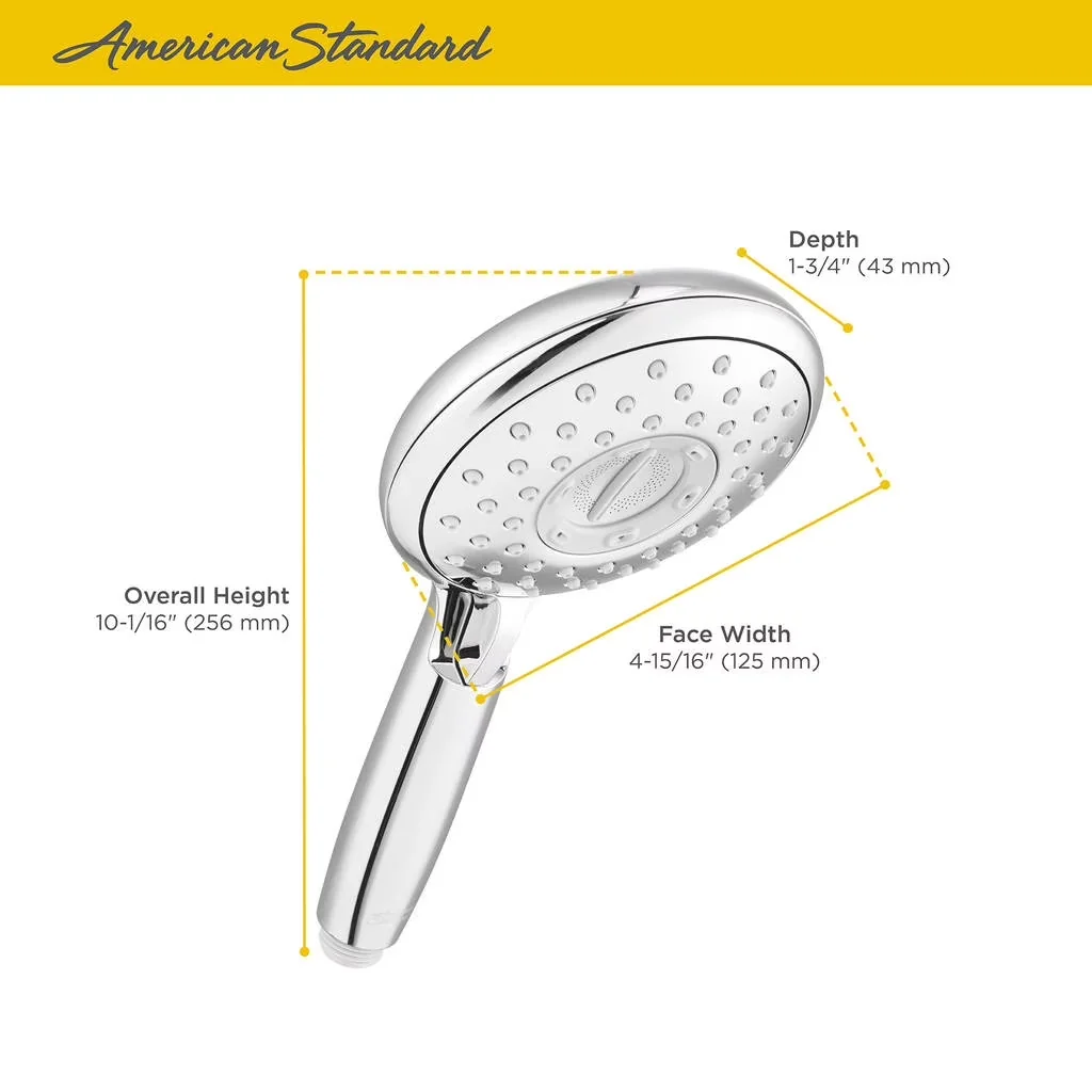 Durable Shower Head with Handheld, Flow rate of 1.8 gpm helps to save water, Includes four separate spray functions - Silver Metal Model AB2381