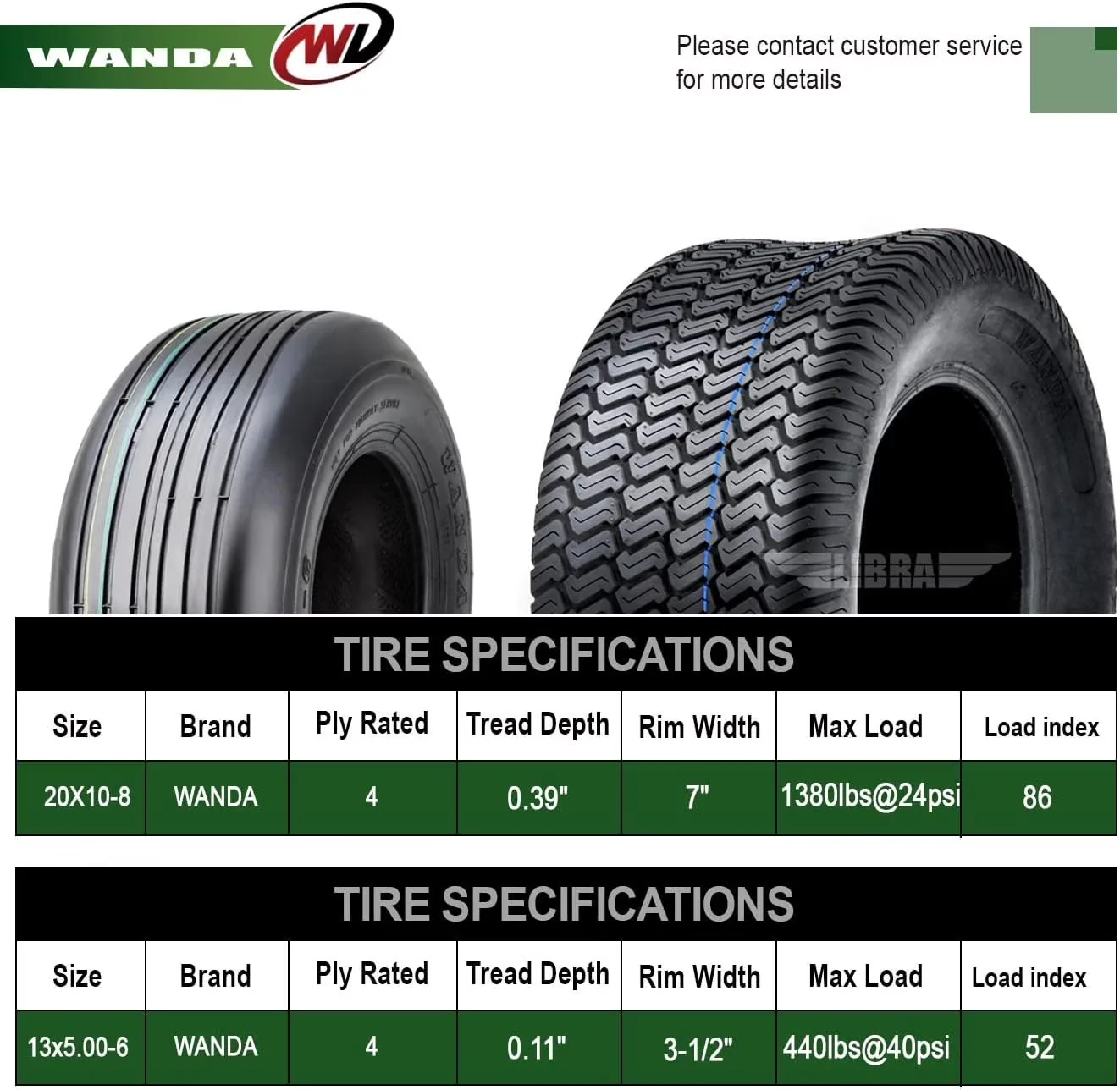 Modern Lawn Mower Tire with Heavy-Duty, Tread Pattern: P508, Tire Size: 13x5-6 - Model 331900