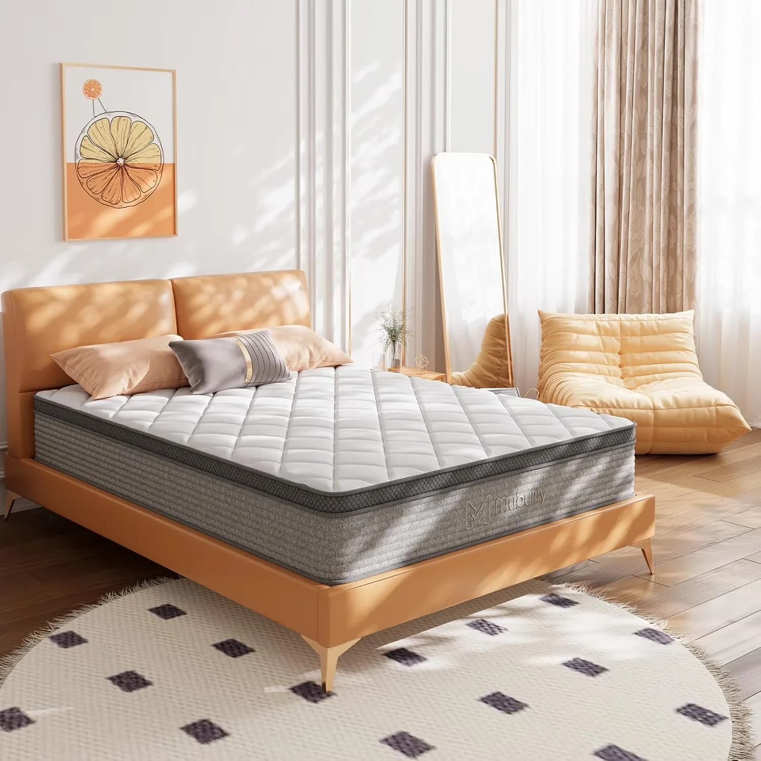 Compact Mattresses Accessory with Low Motion Transfer, Breathable Construction, Hypoallergenic - Knitted Fabric, Fireproof Cotton,... Model F5D2EF