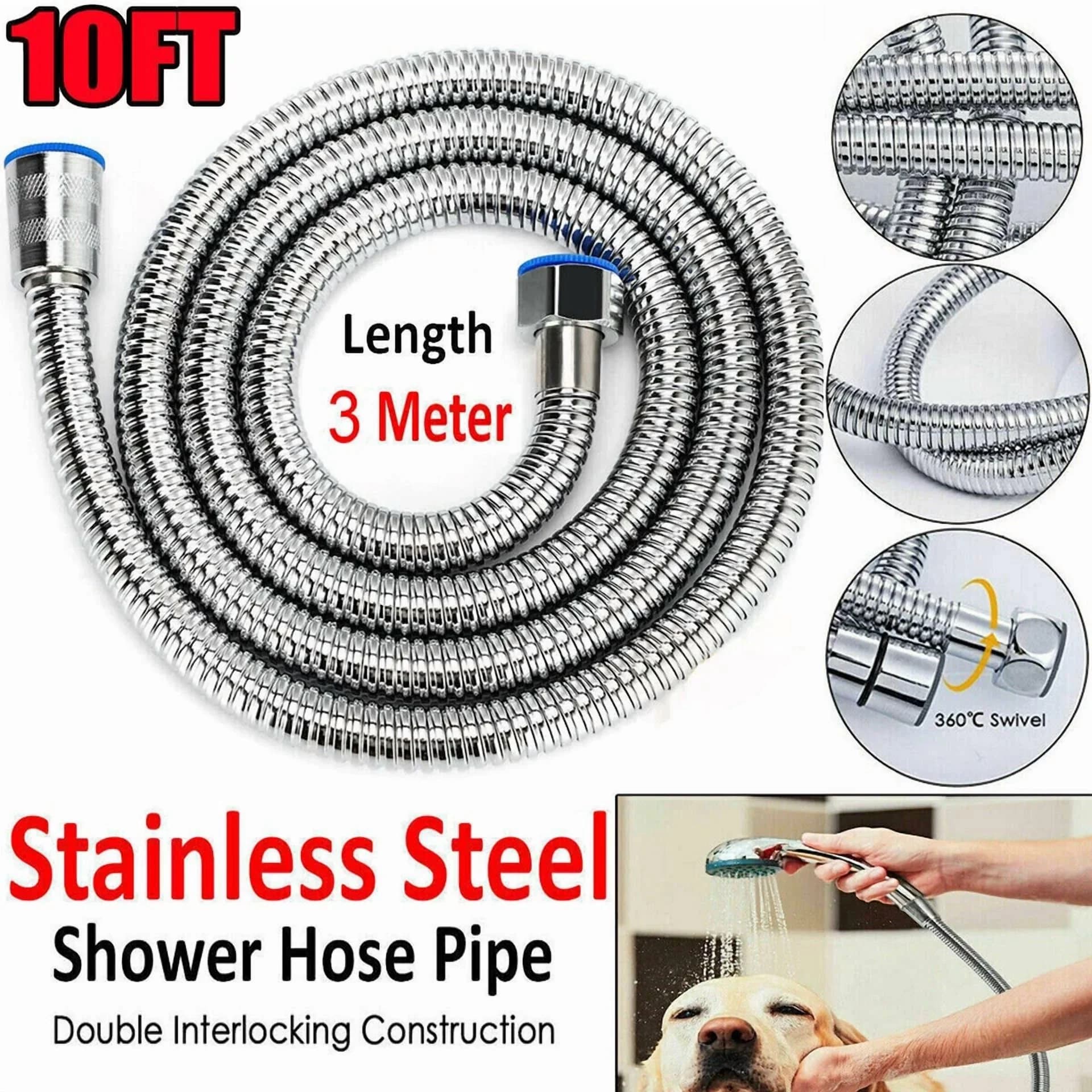 Modern Shower Head with Flexible, Useful for both indoor and outdoor use. - Stainless Steel Silver Model DFCE7A