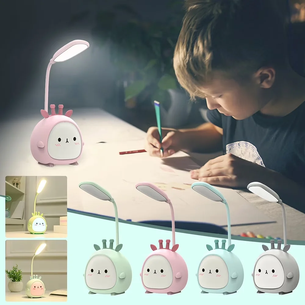 Essential Desk Lamp with LED, Battery, Adjustable Goose Neck LED Table - Pink Abs Model 466D67