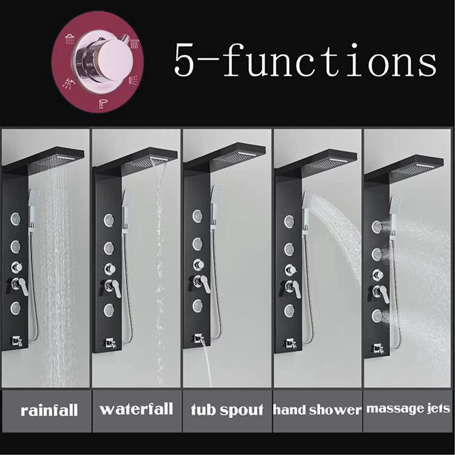 Shower Head Compact with Multi-Functions Stainless Steel Tower, Panel Tower System, Rain System Oil Rubbed Bronze - Brass Oil Rubbed... Model 9C8C8D