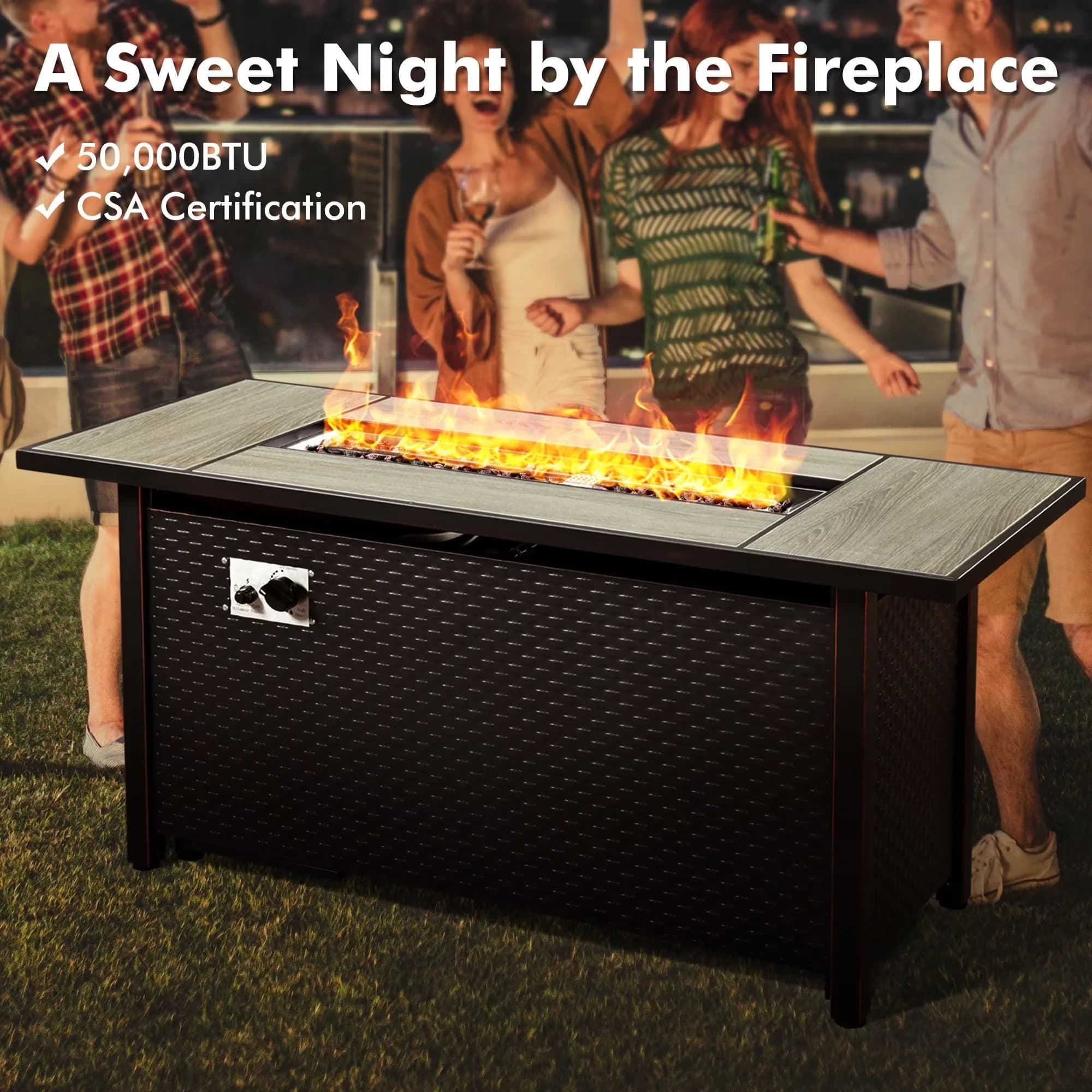 Reliable Outdoor Heating with 50000 BTU, Smokeless, 50000 BTU Steel Gas Fire Pits - Stainless Steel Model 4C30CB