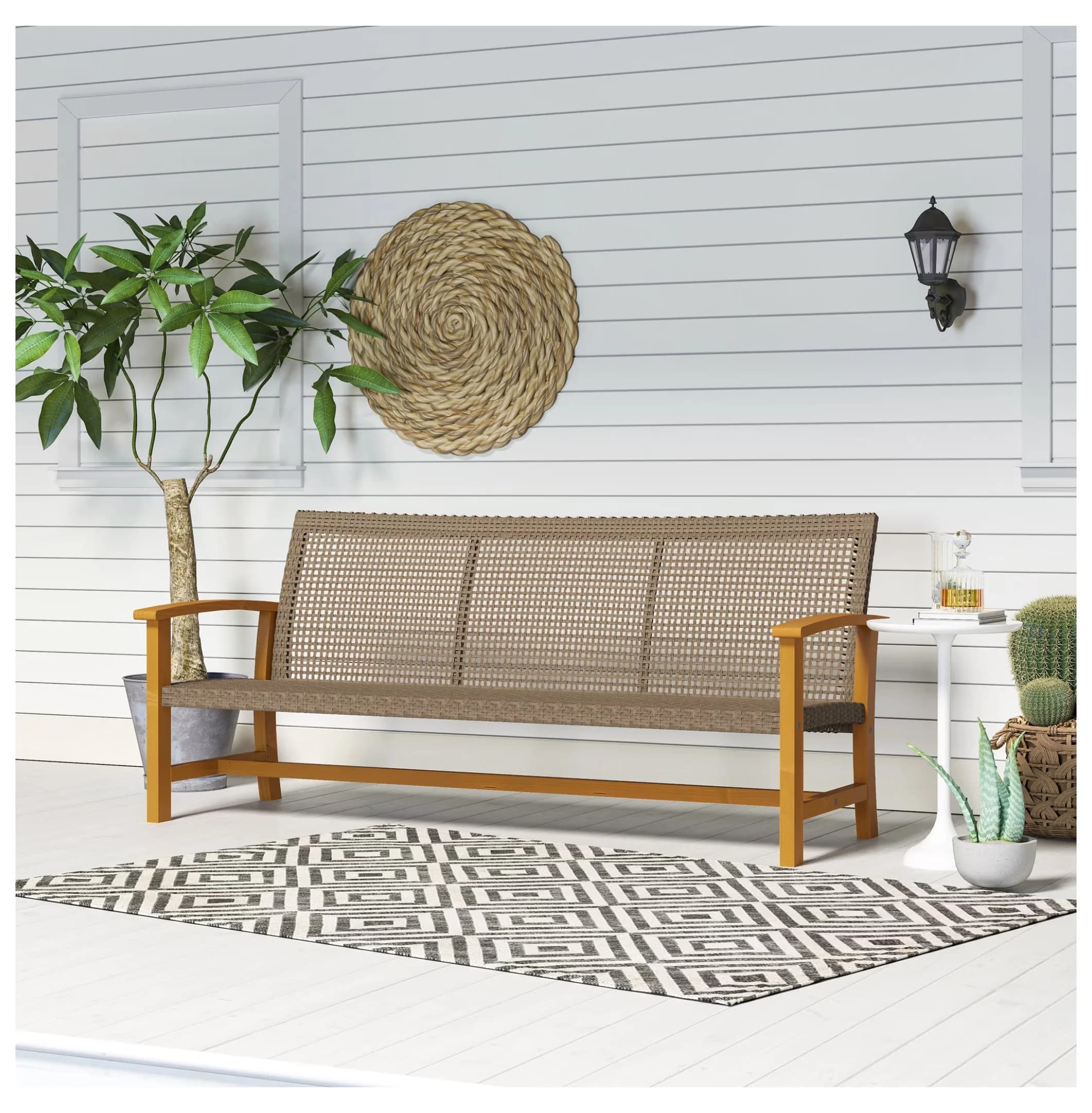 Outdoor Sofas Sectional Quality with All-Weather Patio Furniture, 3-Seat Wicker Sofa, 1000 LBS Capacity Steel Frame - Model C50EF3