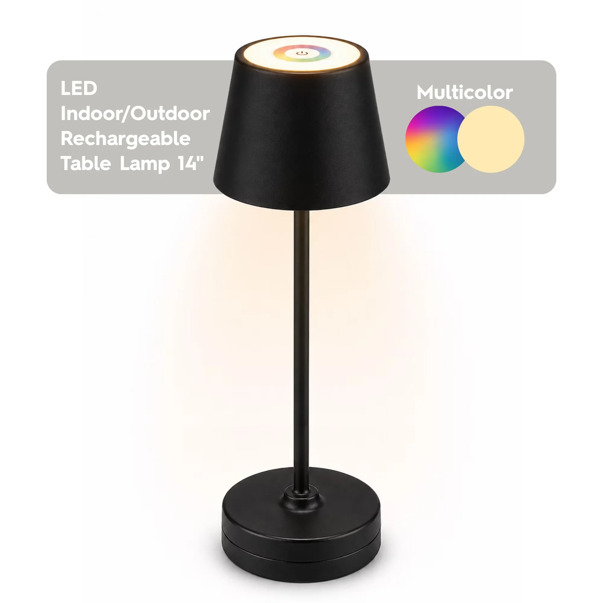 Reliable Lamp with LED, Battery, Mid-Century - Black Metal Base, Shade And Pole, Plastic Charge Base Model 49B6F3