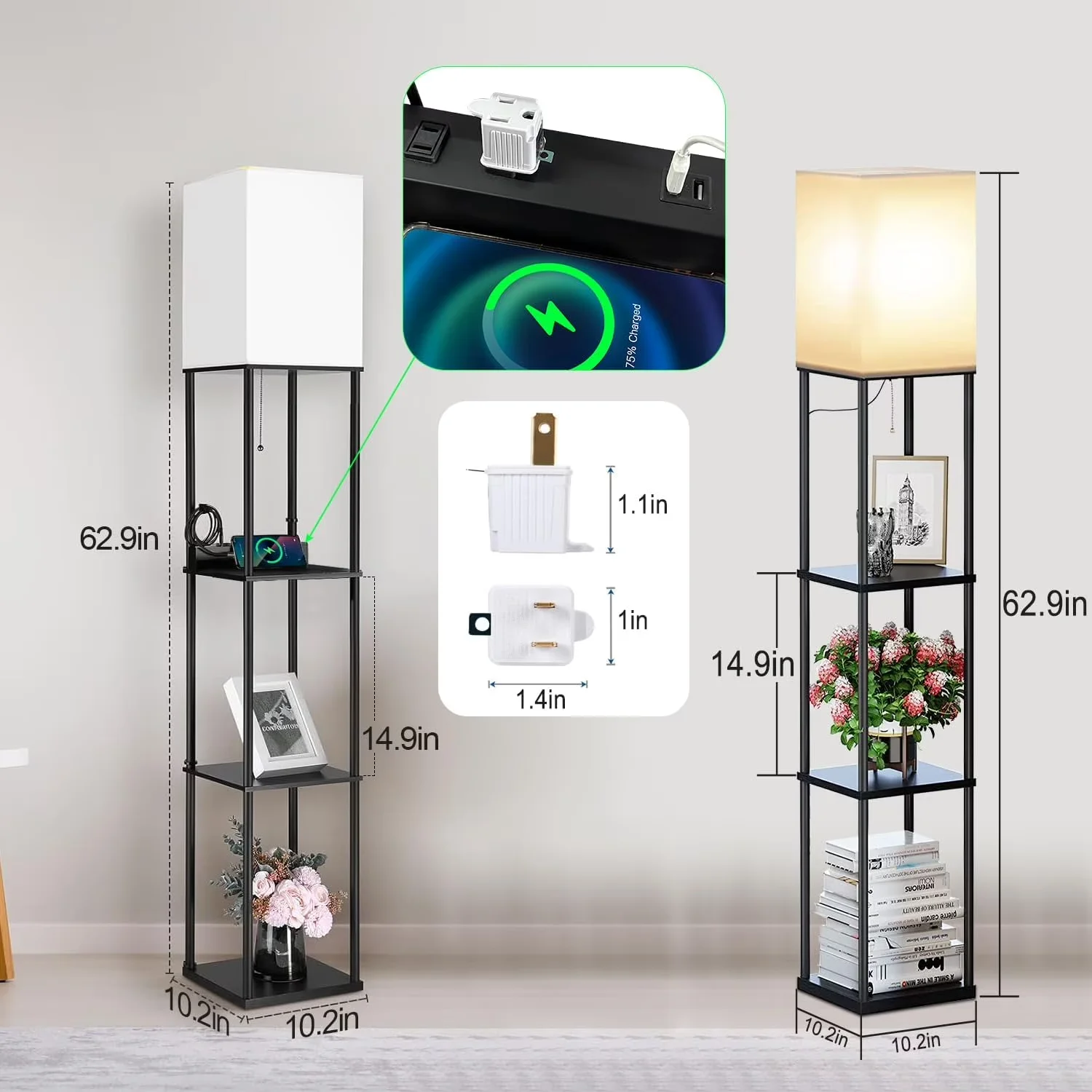 Premium Floor Lamp with LED, 9W, Dimmable - High-Density Fiber Material Black Model CF1841