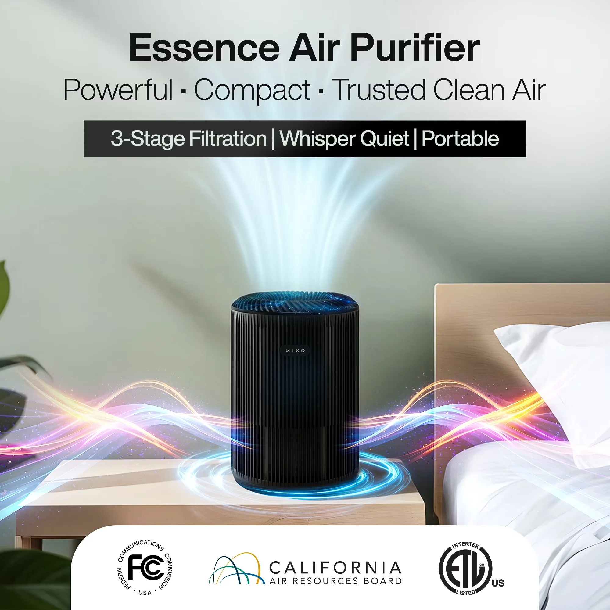Sleek Air Purifier with Variable Speed, Filter Change Indicator, Cleans rooms from 400 to 1000 sqft - Black Model AC22AE