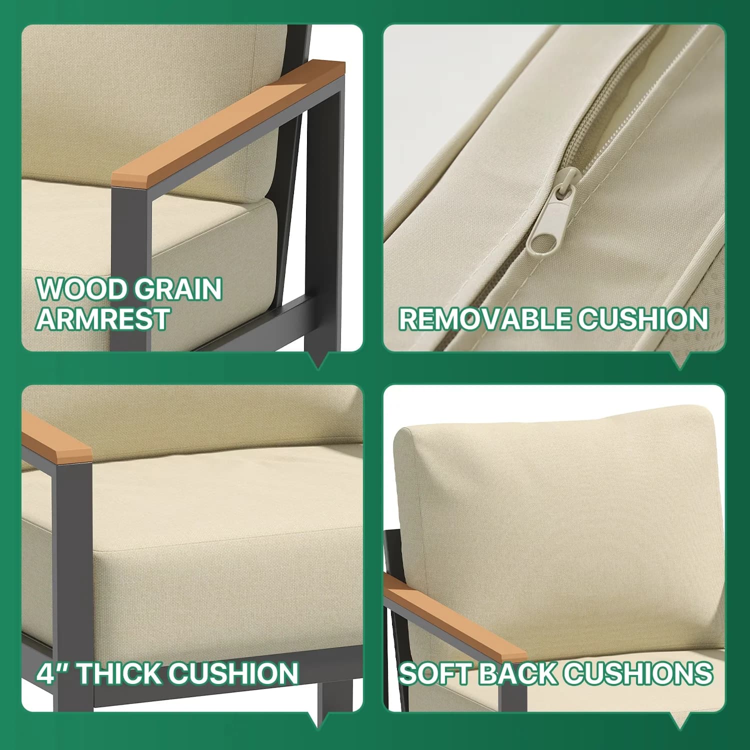 Patio Conversation Set Innovative with Weatherproof, Modern Metal, 4-Piece Outdoor Furniture - Metal Model C8095D