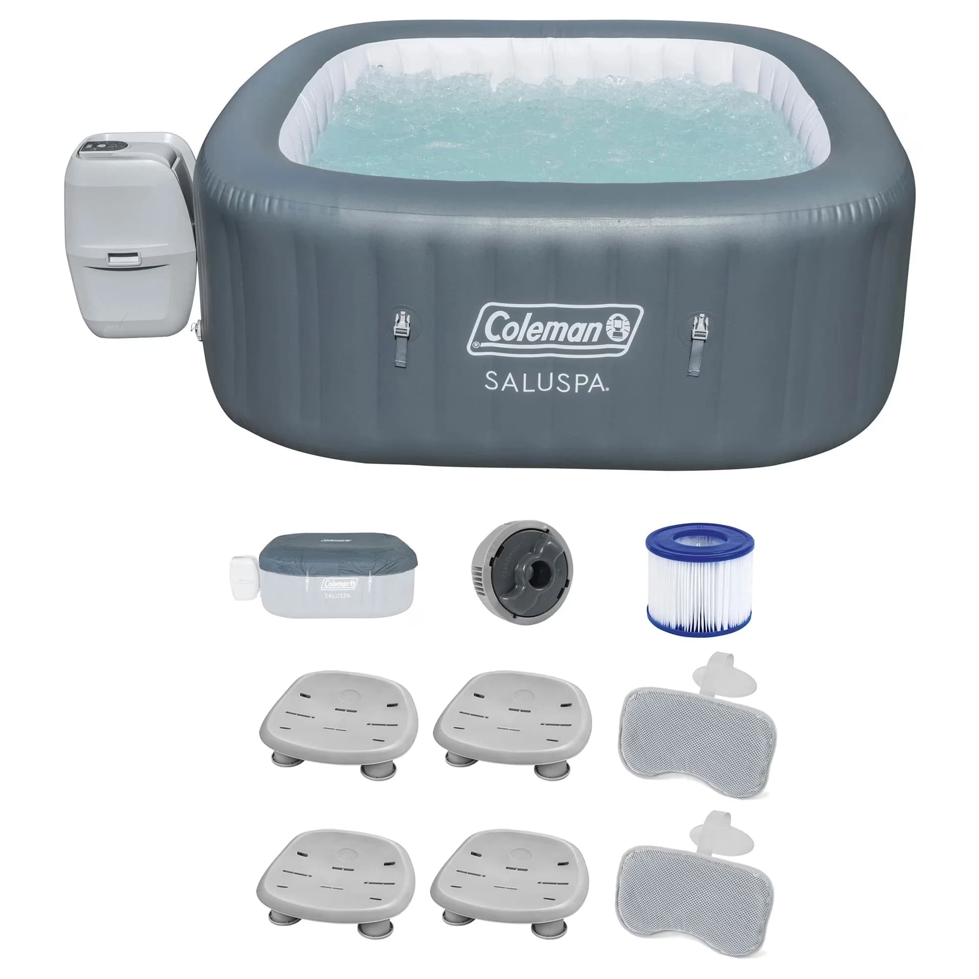 Reliable Hot Tub with Inflatable, Led Display, Hawaii AirJet Inflatable - Gray Model F44A92