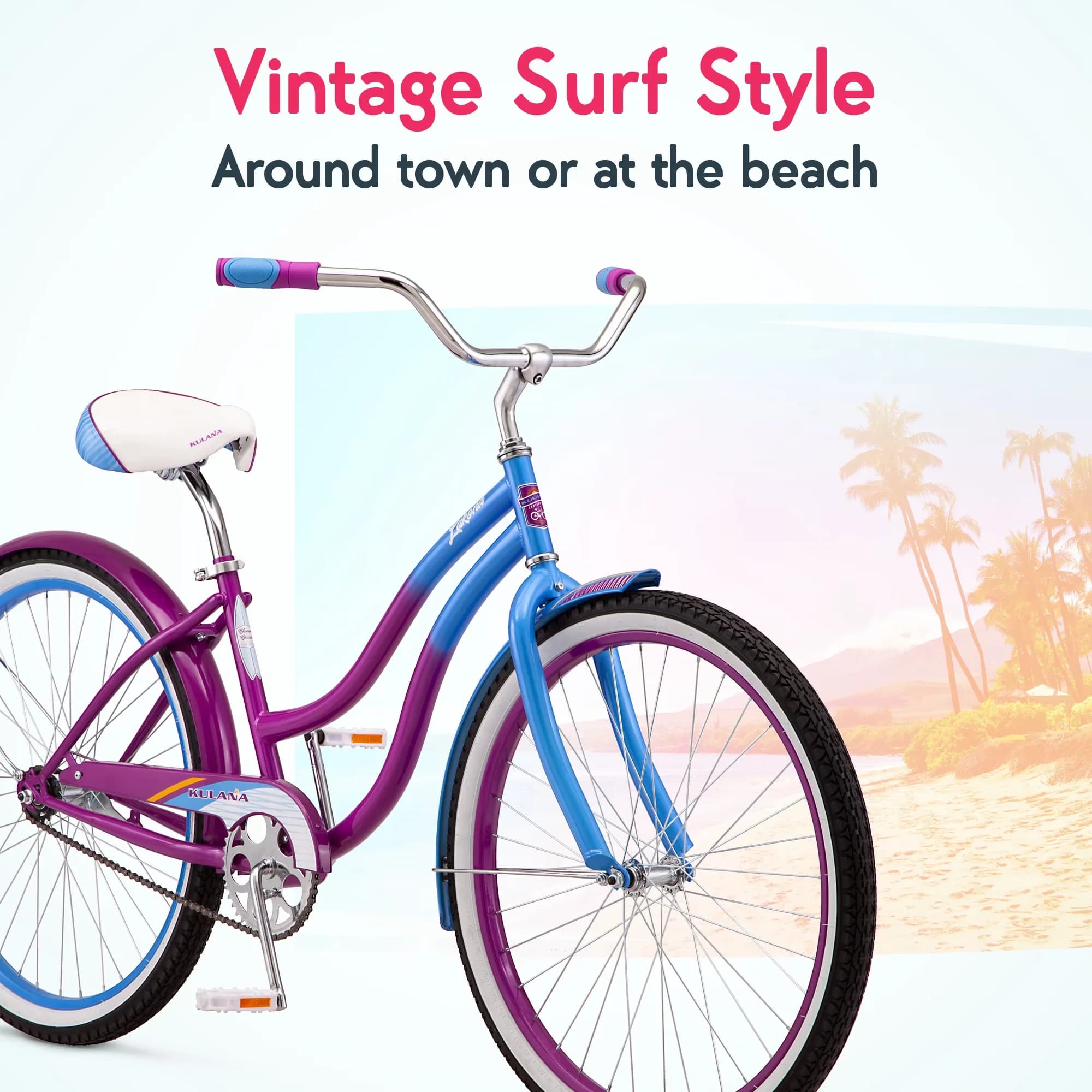 Premium Cruiser Bike with Adjustable Seat Height, 26-Inch Wheel - Blue Model E667E8