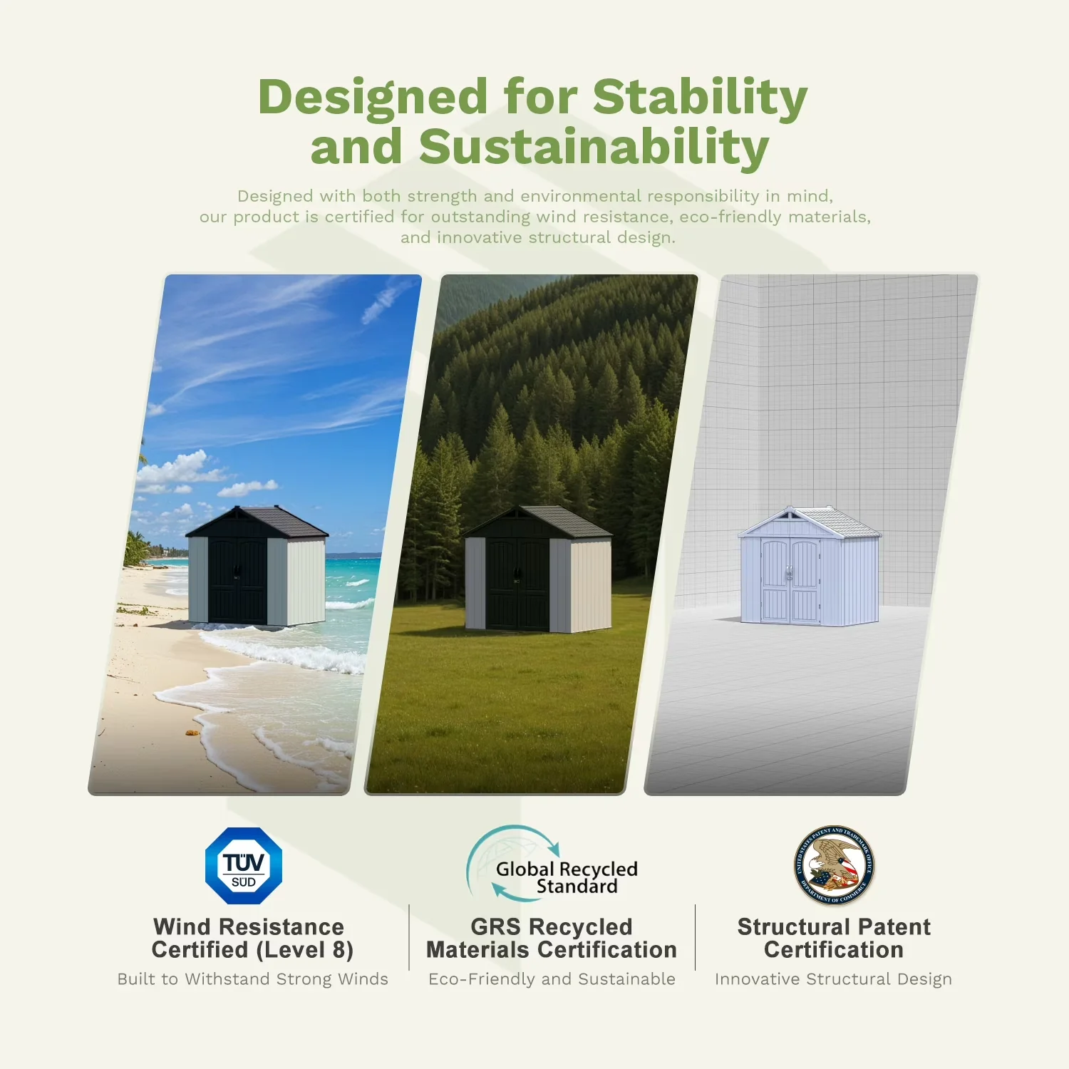 Classic Shed with Waterproof, 8x6 FT Outdoor Storage, Easy Assembly Tool Storage - White Plastic, Resin for Patio Model F52ACD