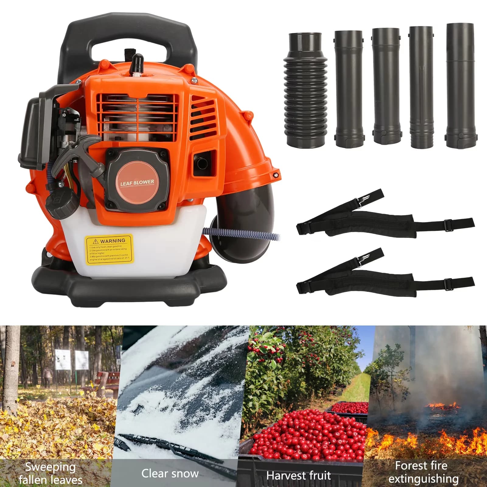 Leaf Blower Sleek with 52cc 2-Cycle Gas Powered, Adjustable Nozzle, Heavy-Duty Yard Debris for Garden - Model 82CD30