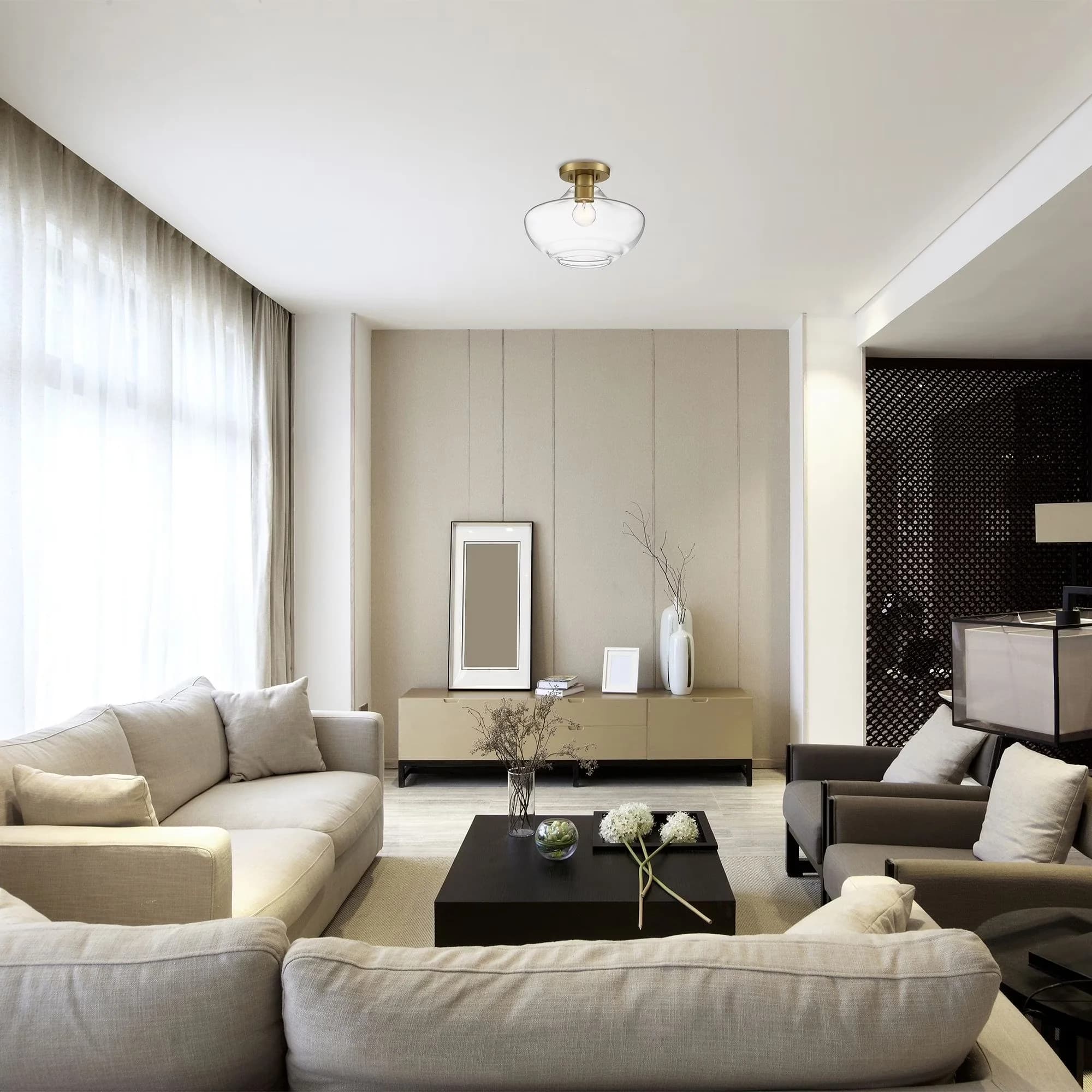 Modern Ceiling Lights Fixture with Incandescent, Dimmable, Transitional - Gold Alloy Steel Model 565B15
