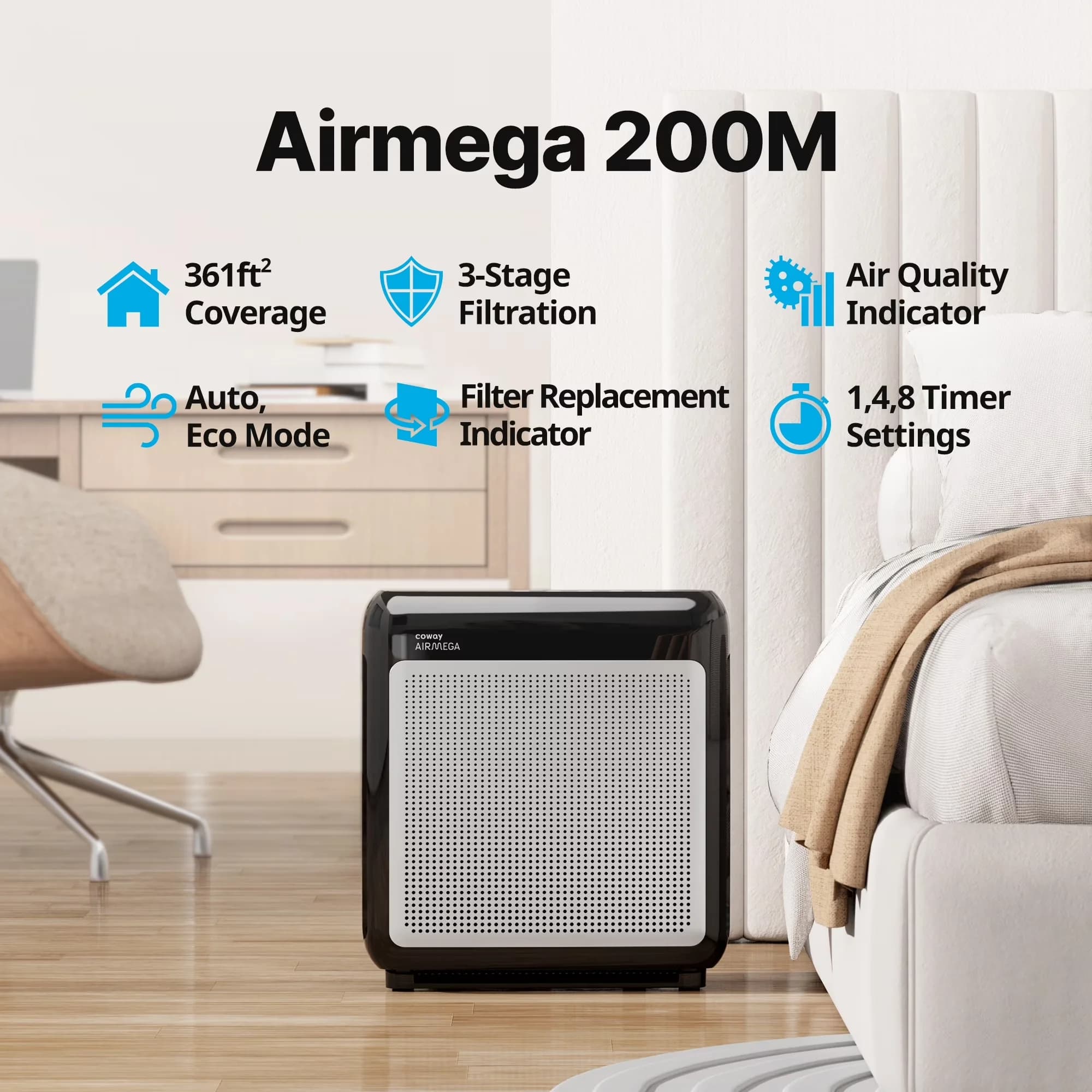 Air Purifier Innovative with Filter Change Indicator, Variable Speed - Black Model 1078C3